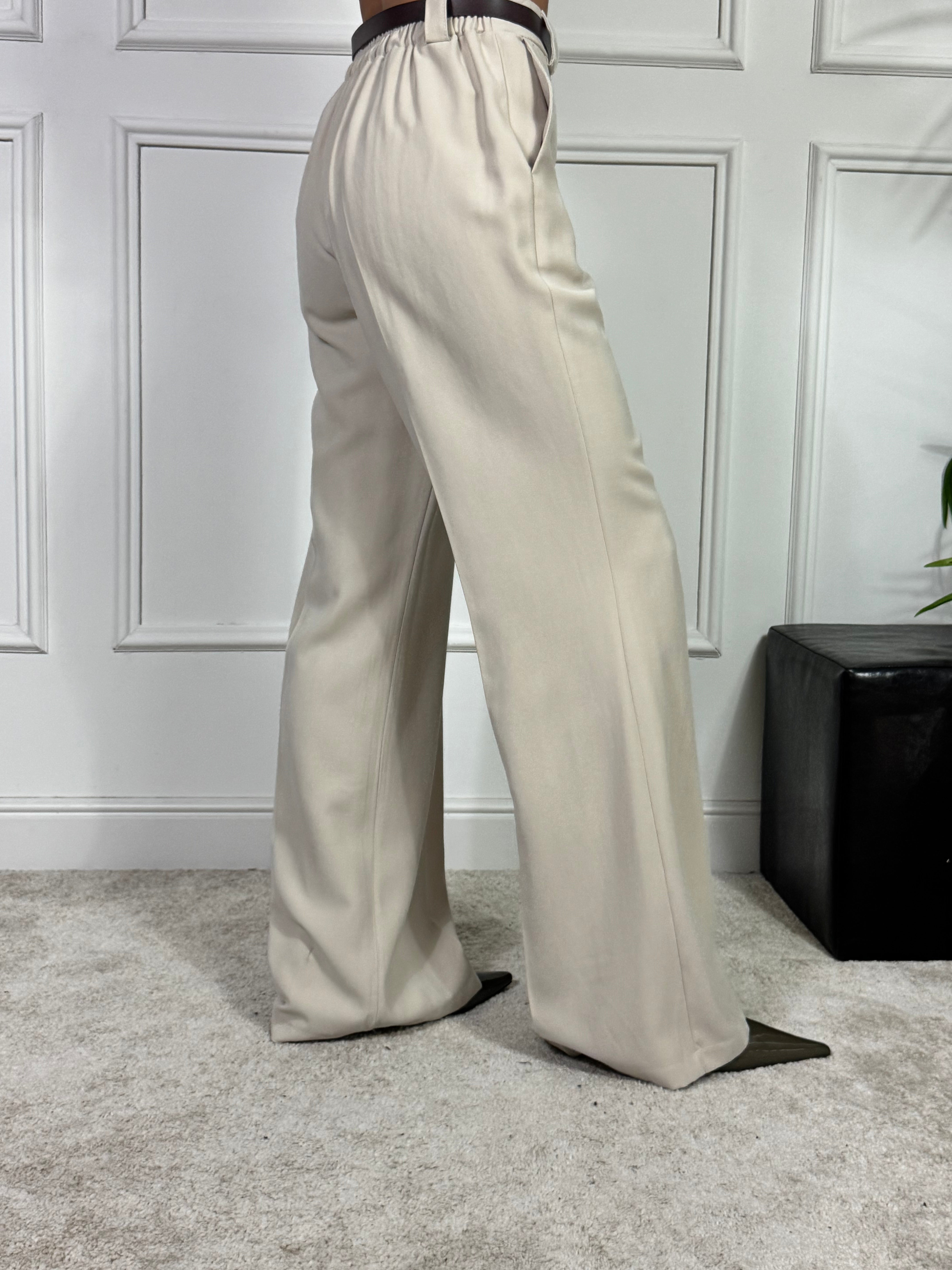 Pantalone ampio dritto MISTO VISCOSA Victoria ILMH con cintura liscia
