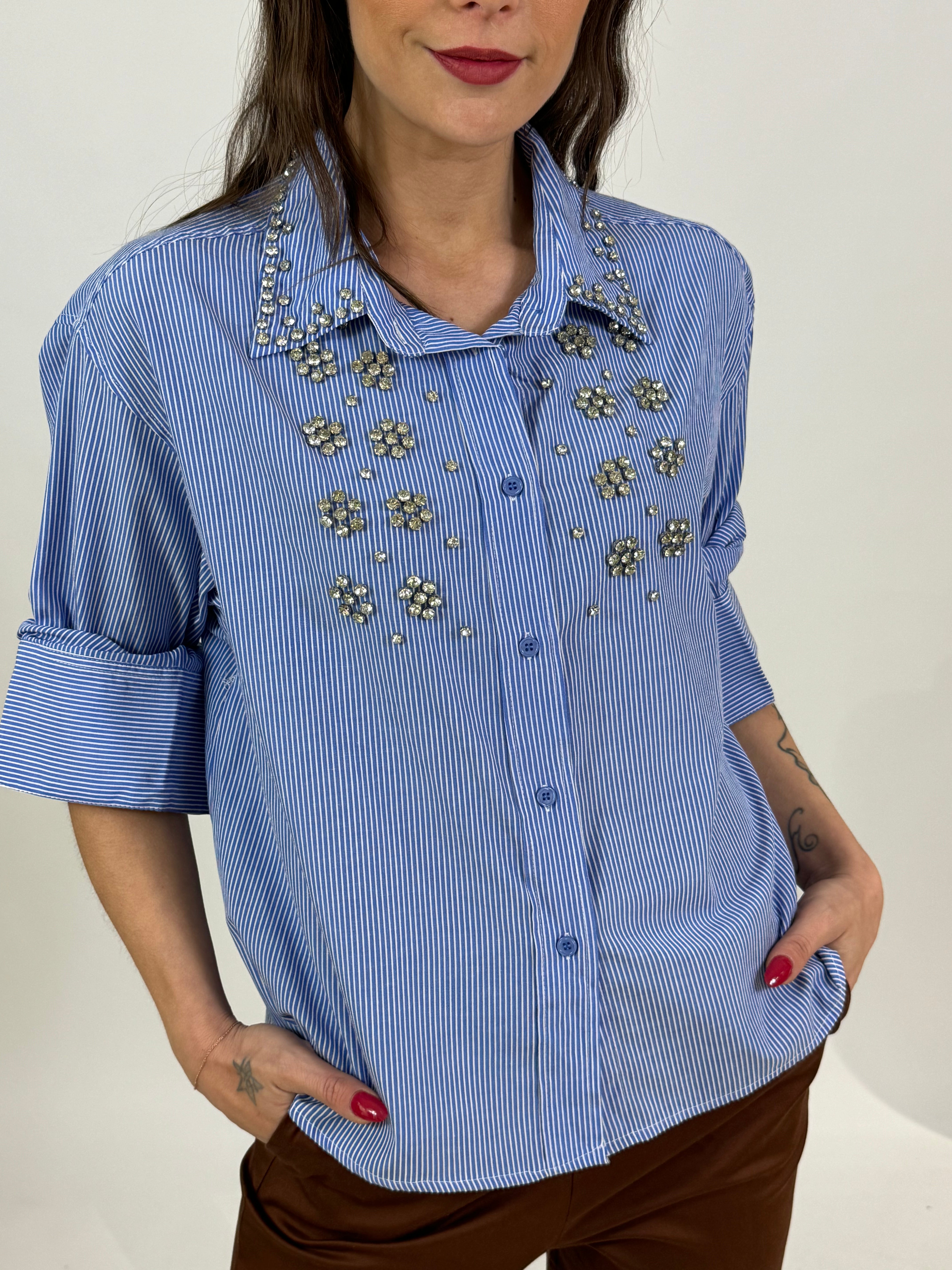 Camicia Victoria ILMH a righine con applicazioni gioiello