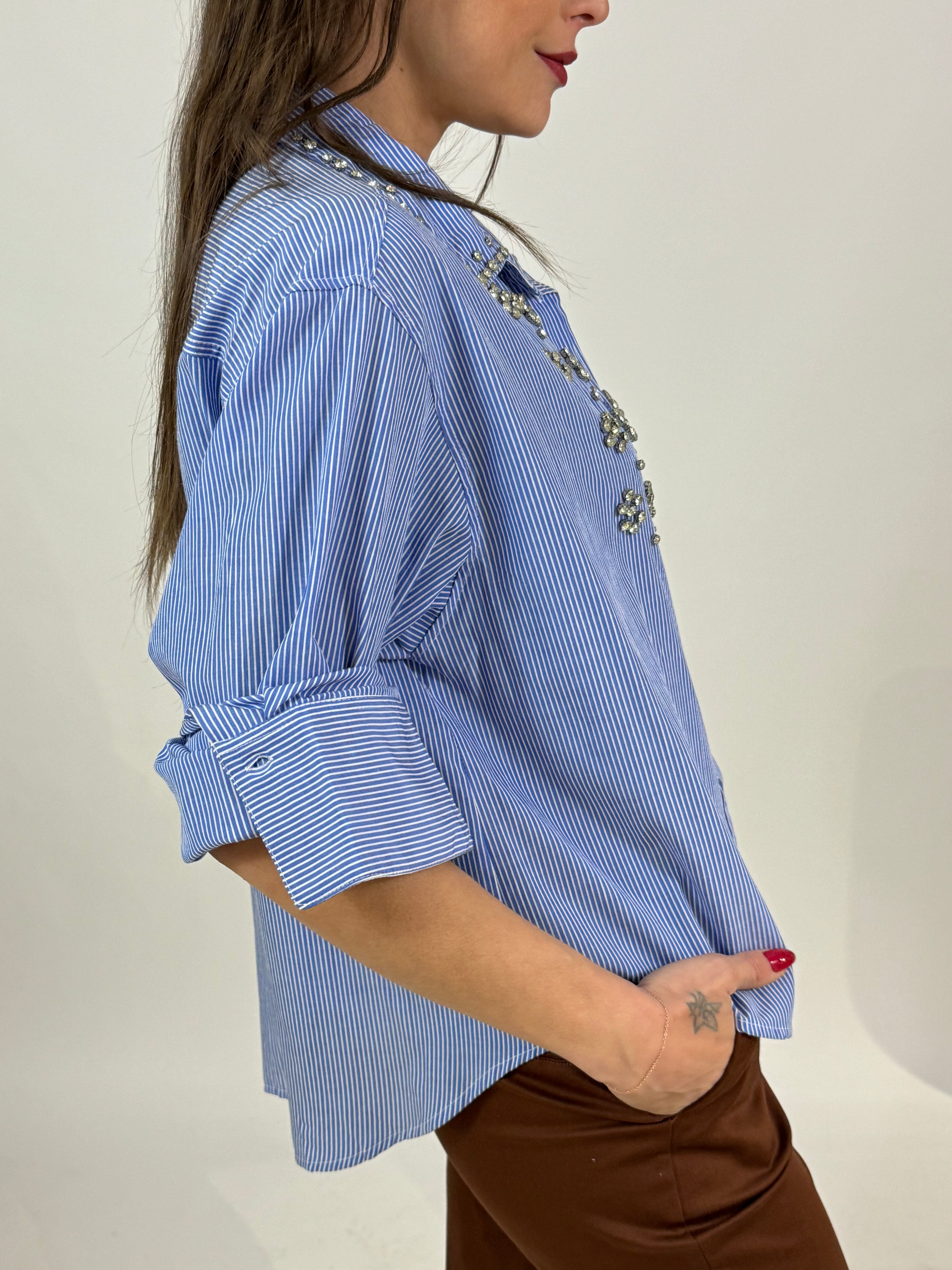 Camicia Victoria ILMH a righine con applicazioni gioiello