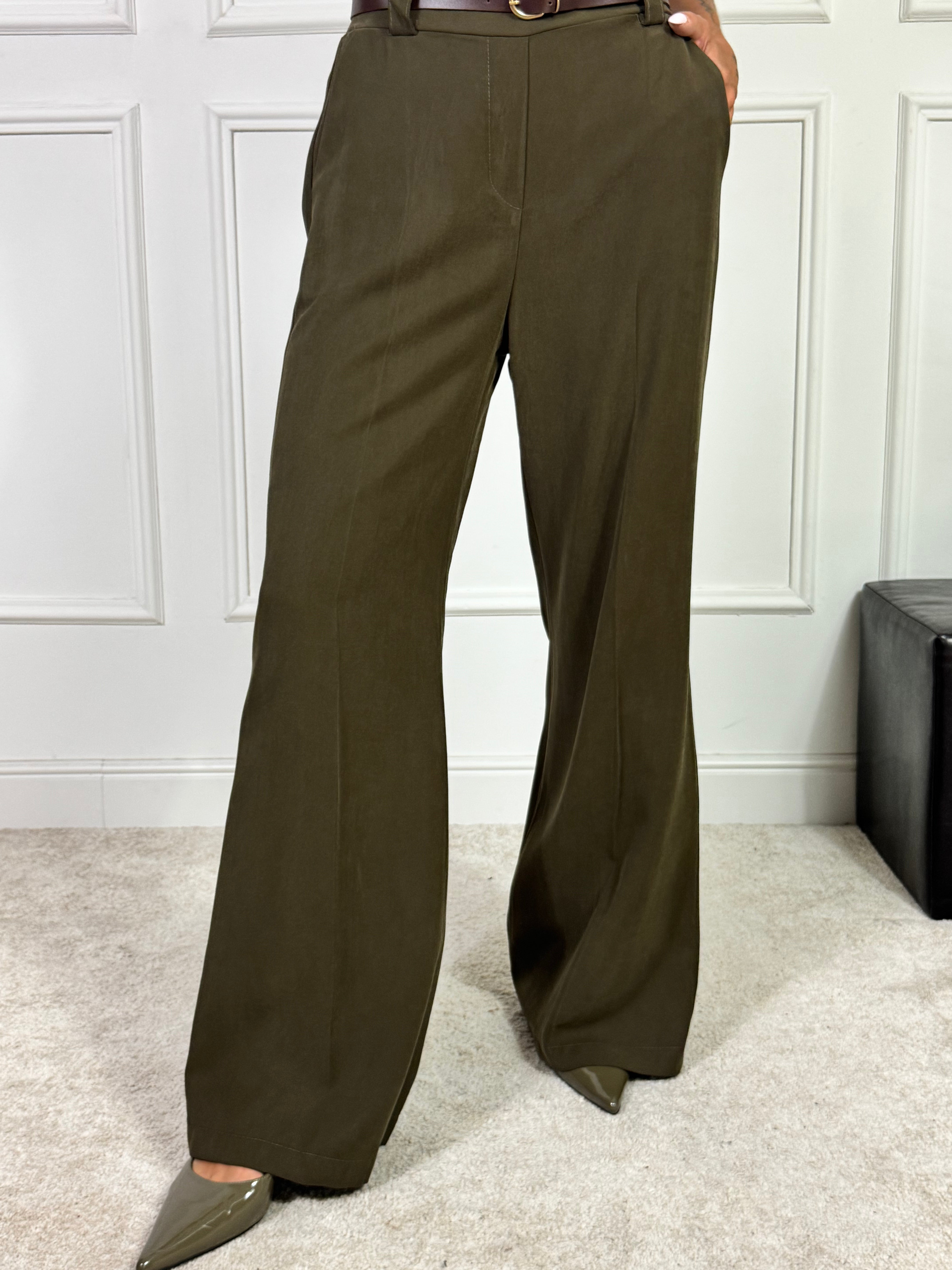 Pantalone ampio dritto MISTO VISCOSA Victoria ILMH con cintura liscia