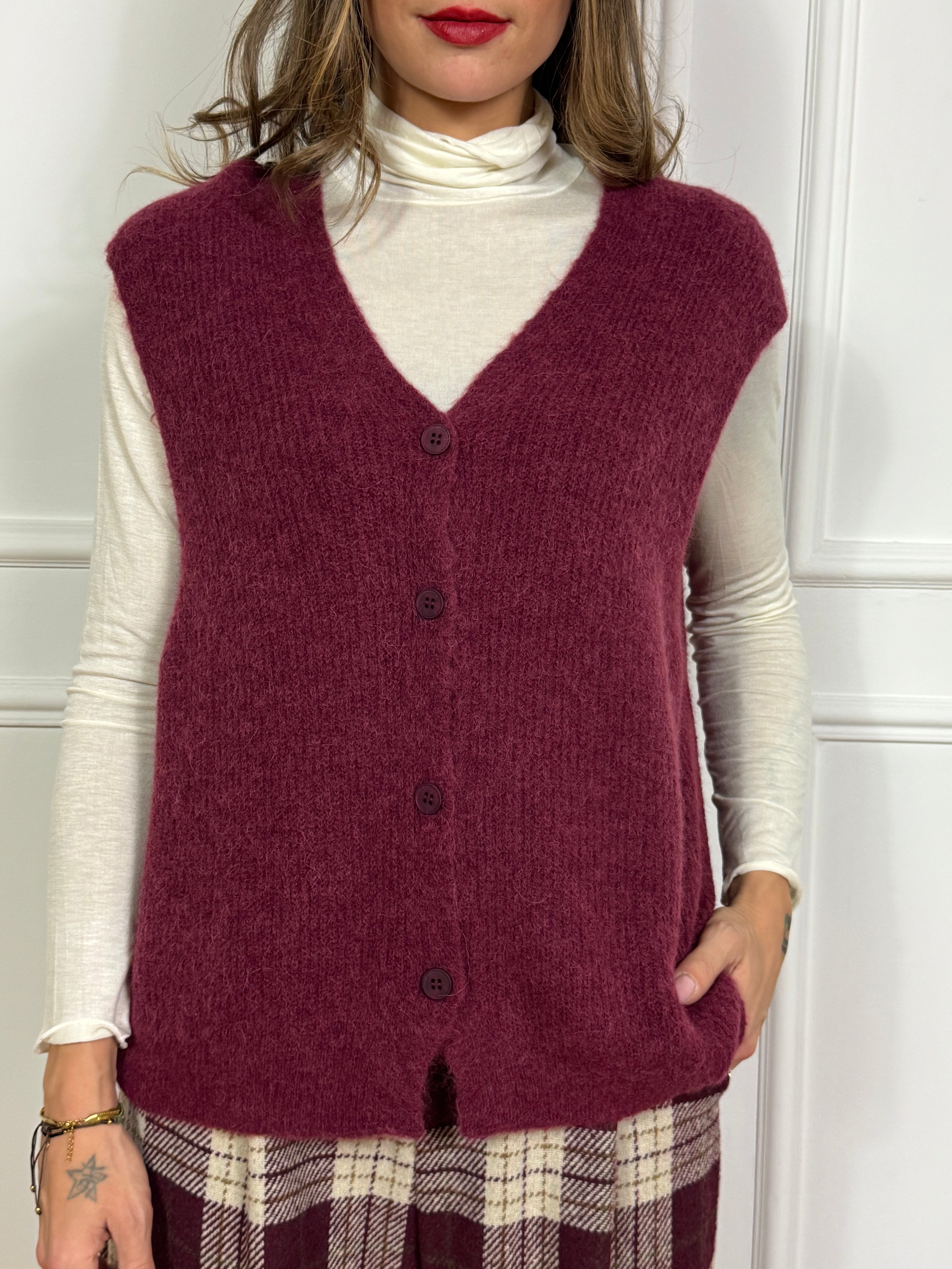 Gilet misto lana con bottoni Victoria ILMH OVER