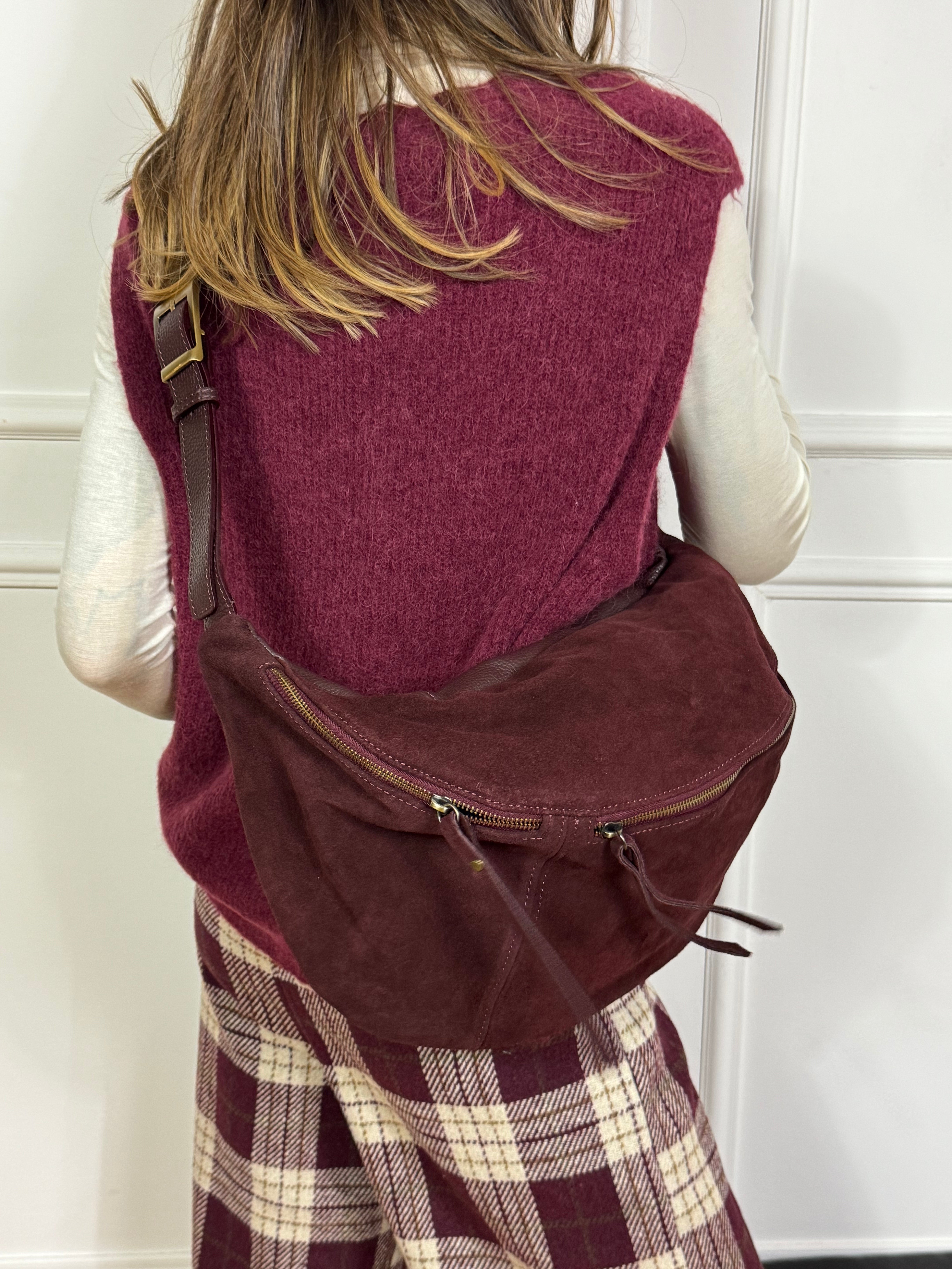 BORSA MAXI MARSUPIO IN PELLE texture martellata - dainetto