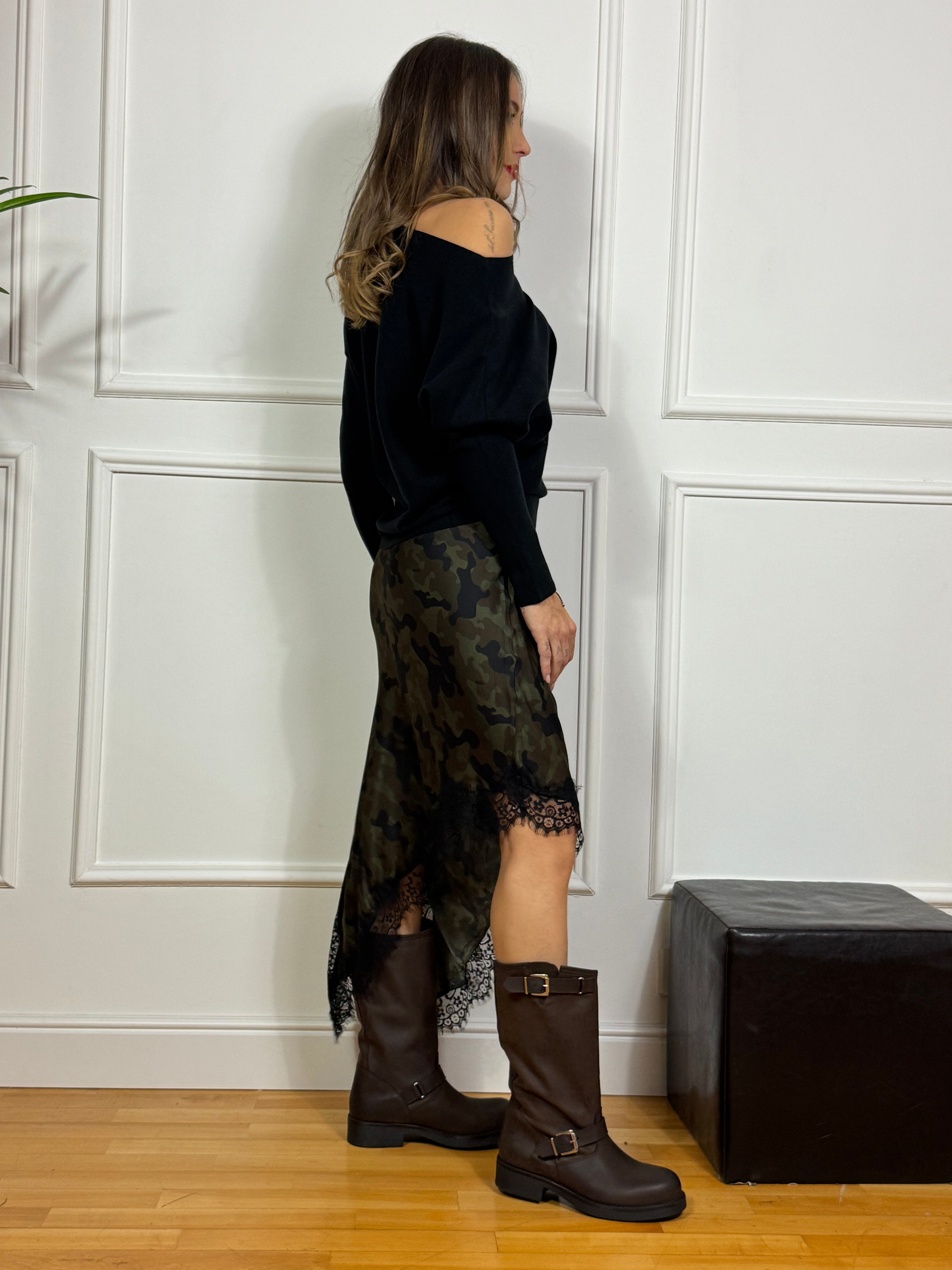 Gonna asimmetrica in raso Victoria ILMH fantasia militare