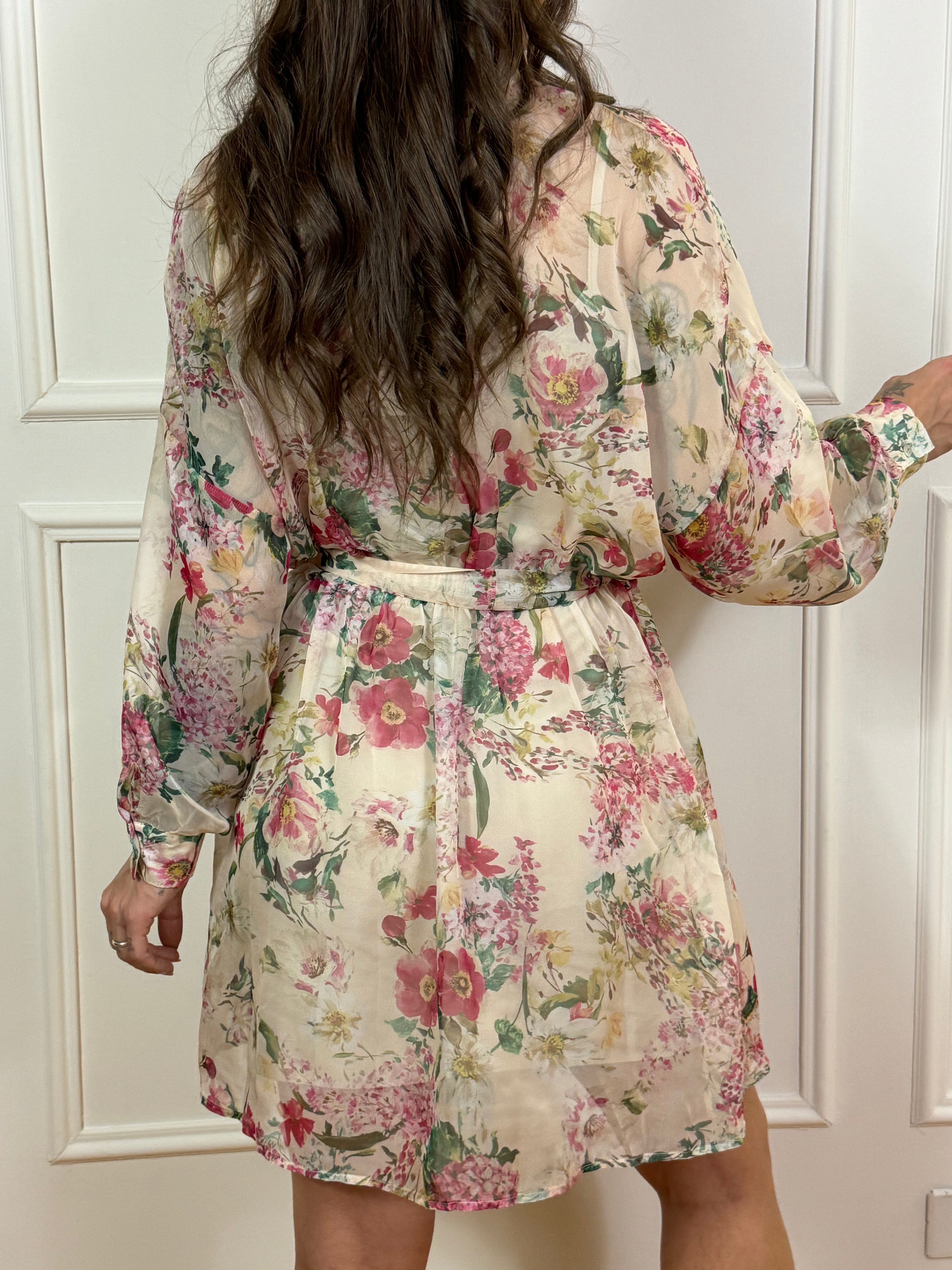 Abito georgette Susy Mix fantasia floreale con fiocco