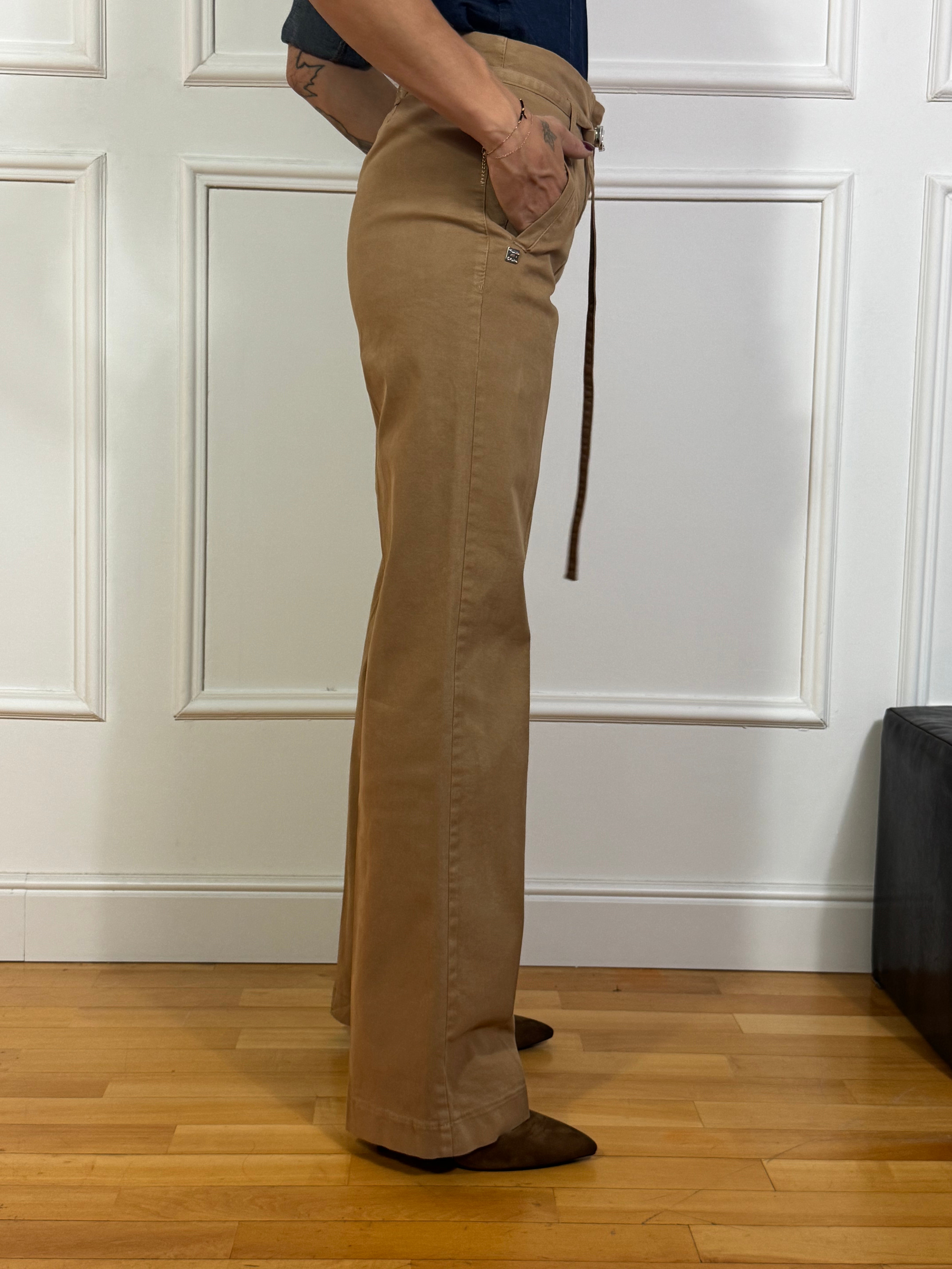 Pantalone in cotone Manila Grace wide leg con cinturina
