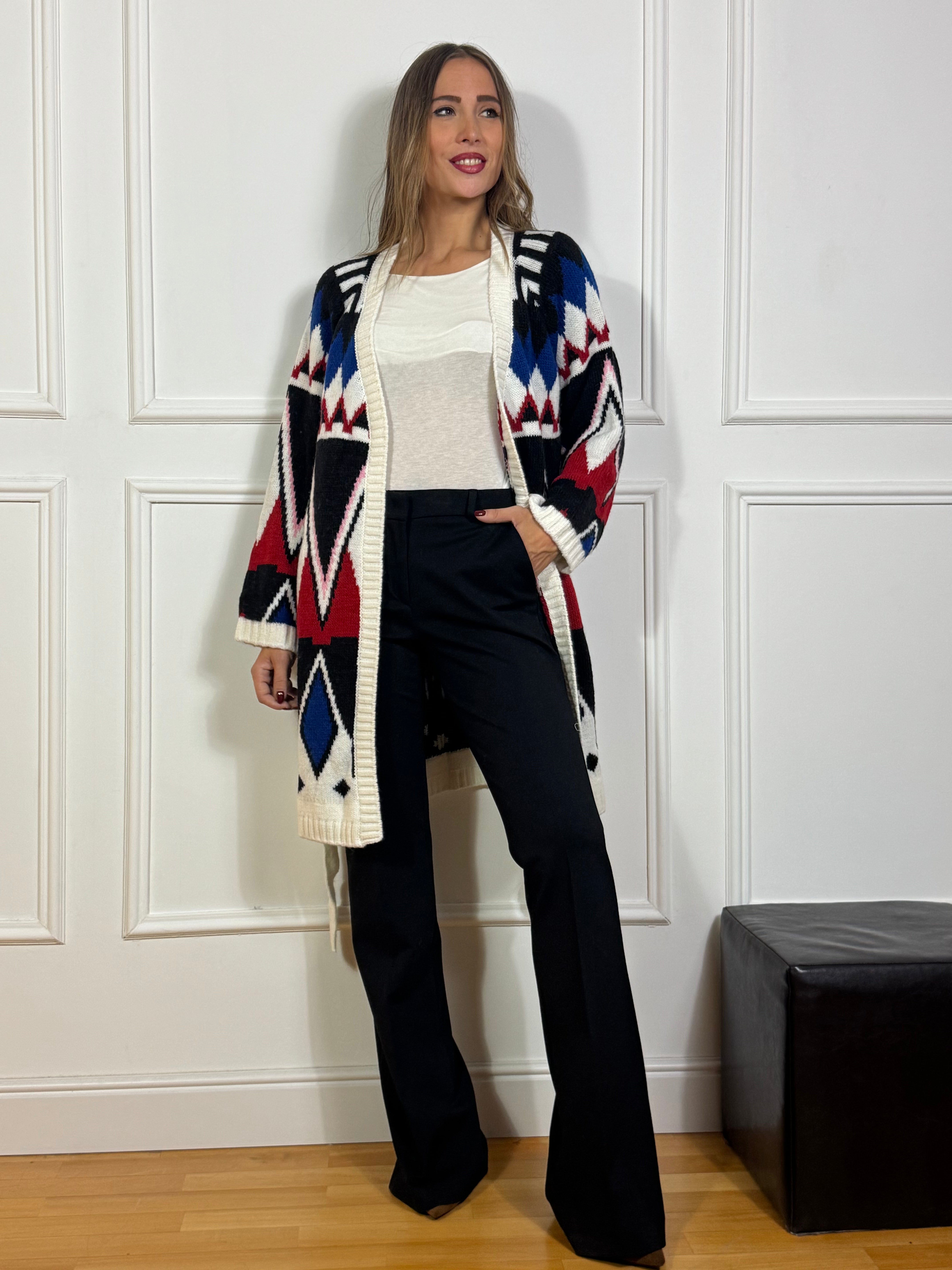 Cardigan capospalla con fusciacca The Loom Archive fantasia etnica
