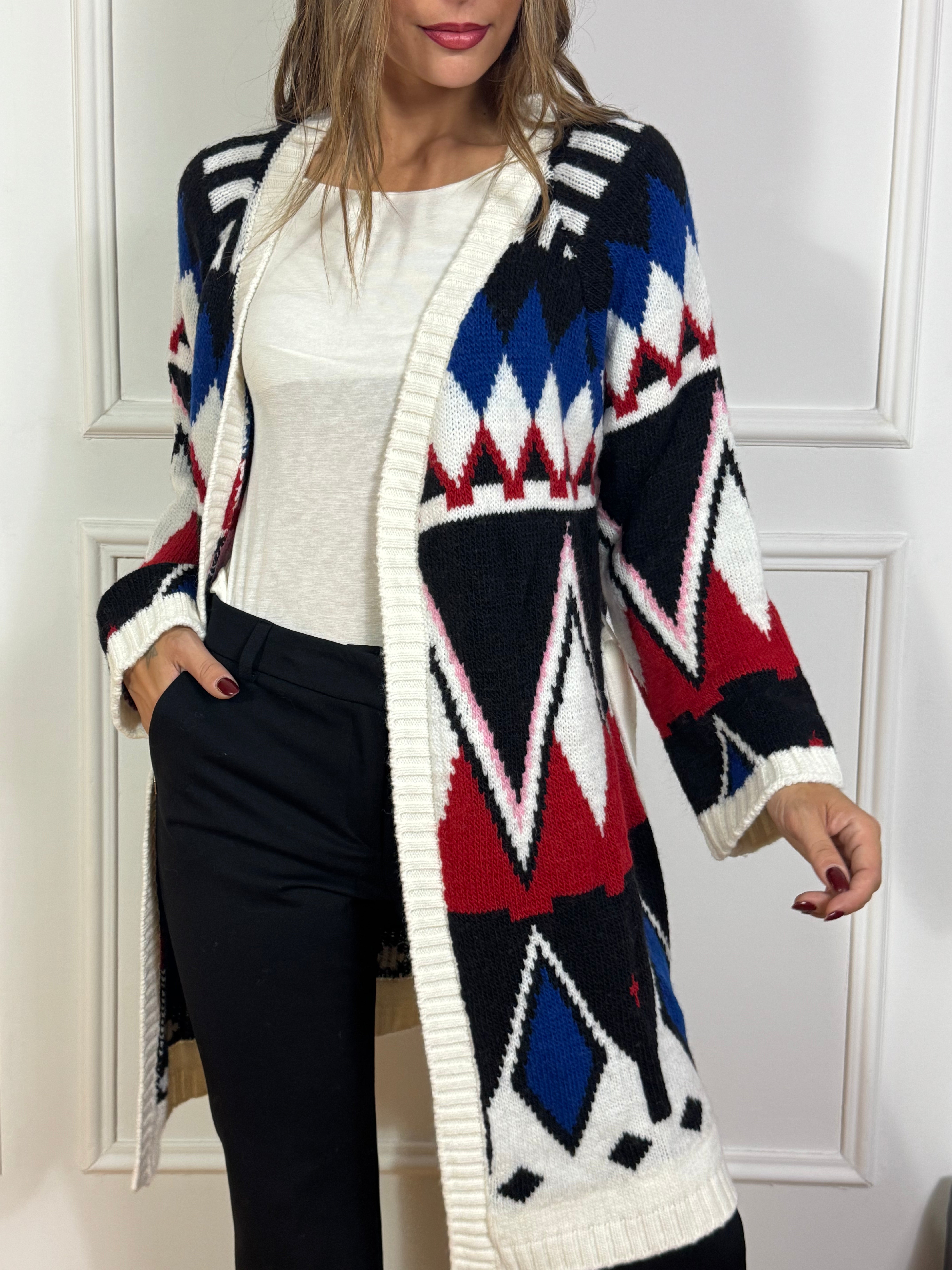 Cardigan capospalla con fusciacca The Loom Archive fantasia etnica