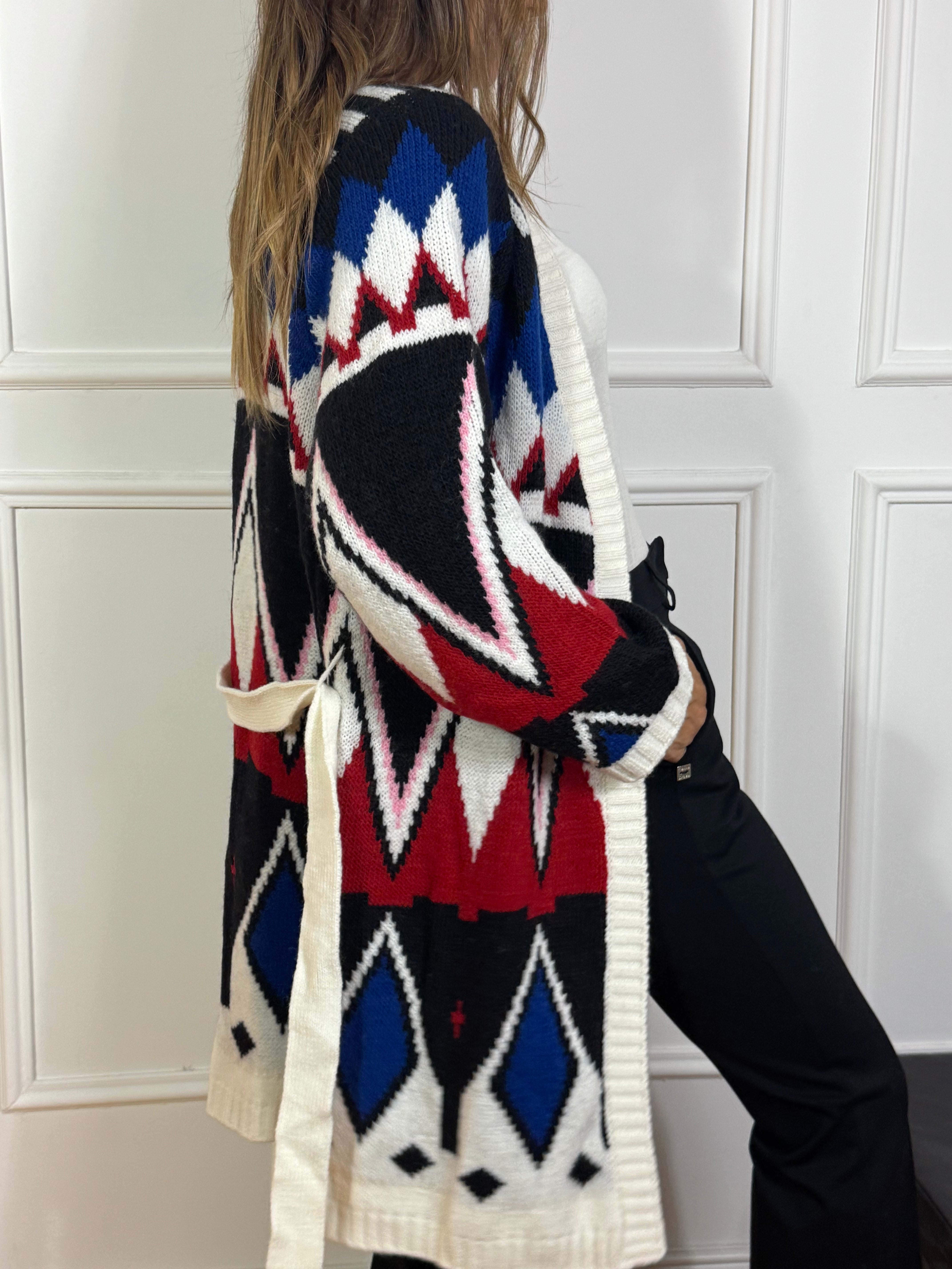 Cardigan capospalla con fusciacca The Loom Archive fantasia etnica