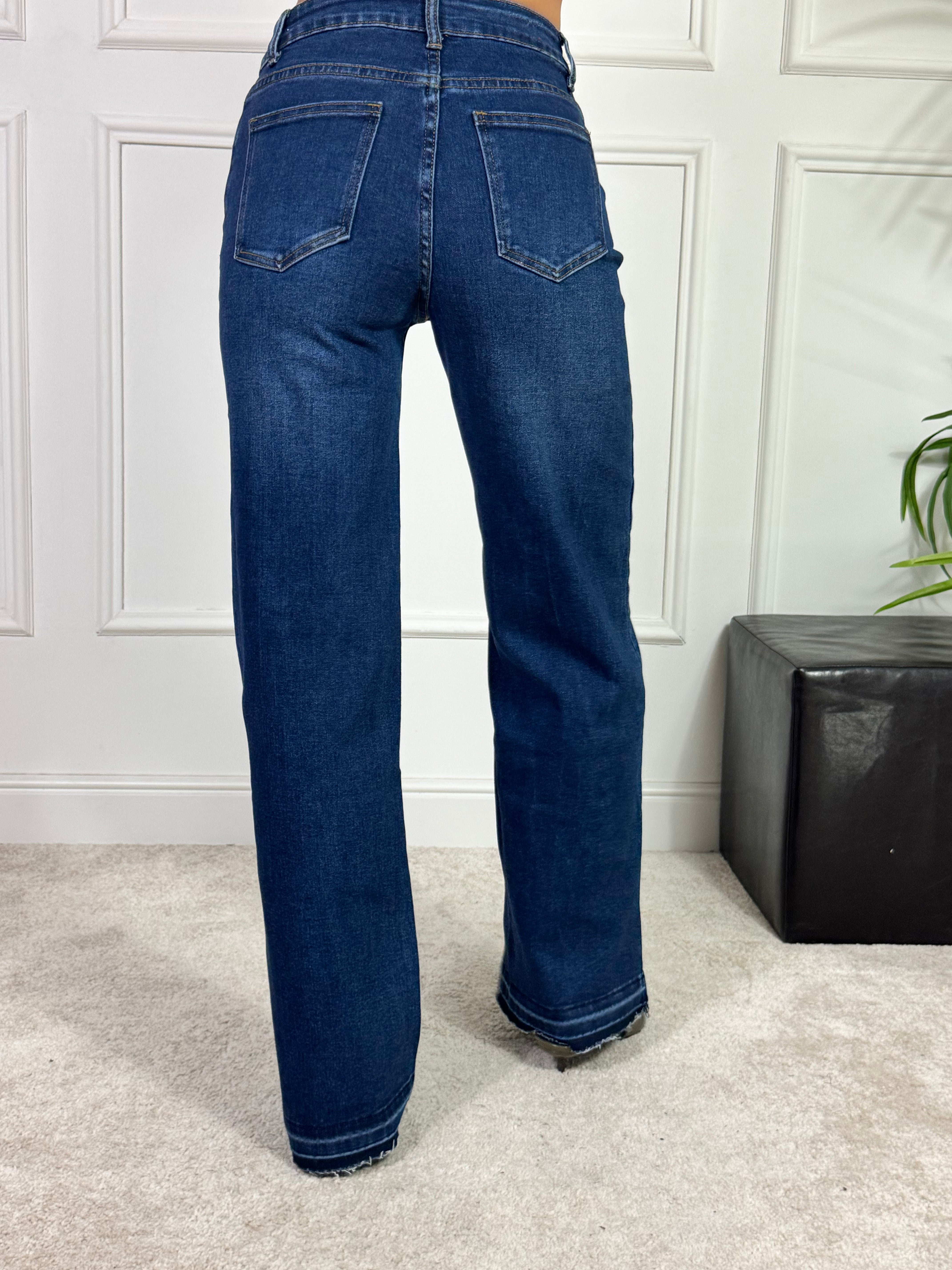 Jeans Kikisix DRITTO TAGLIO VIVO ORLO - BLU MEDIO