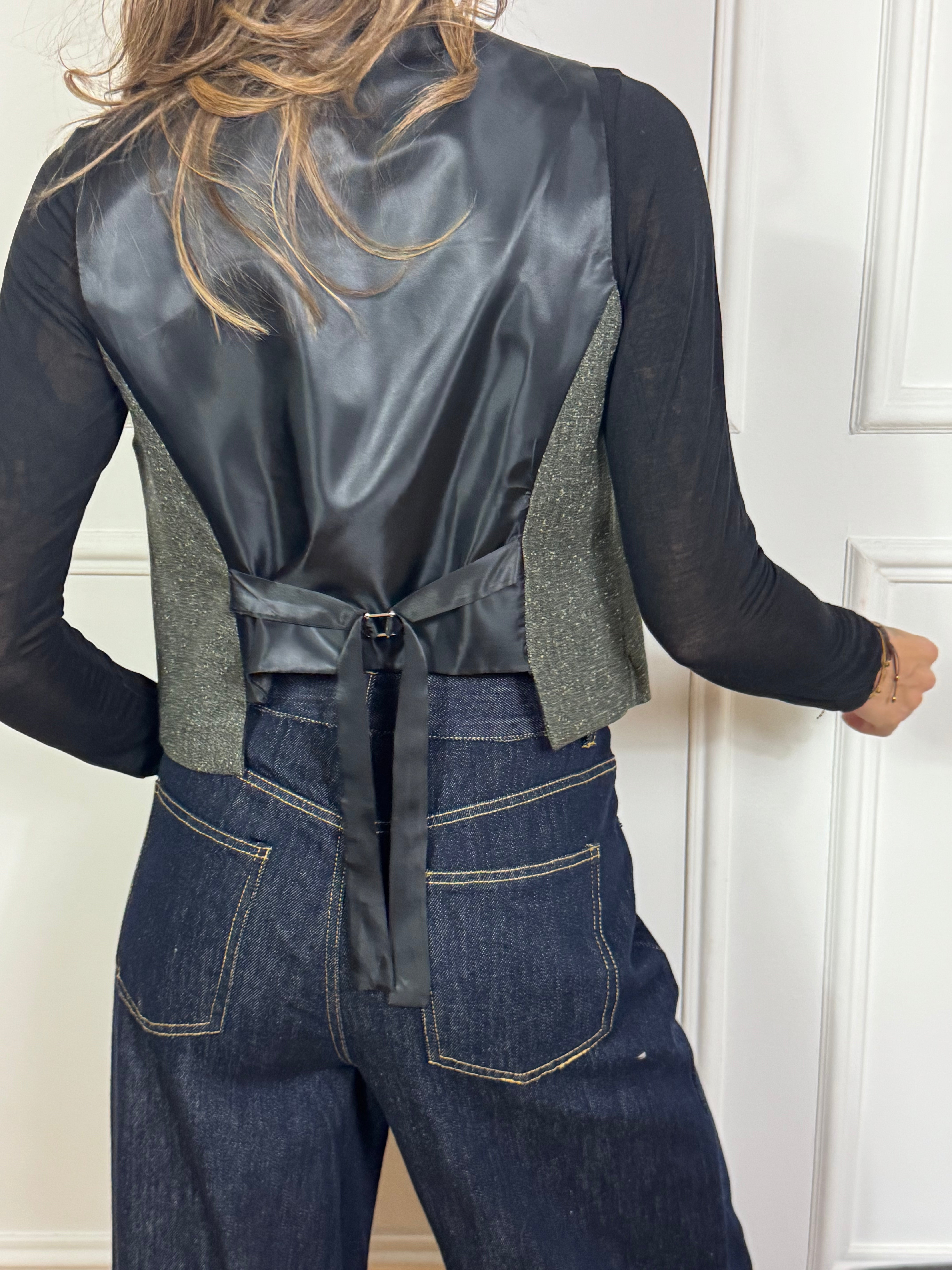 Gilet Victoria ILMH VERDE MELANGE - RASO NERO