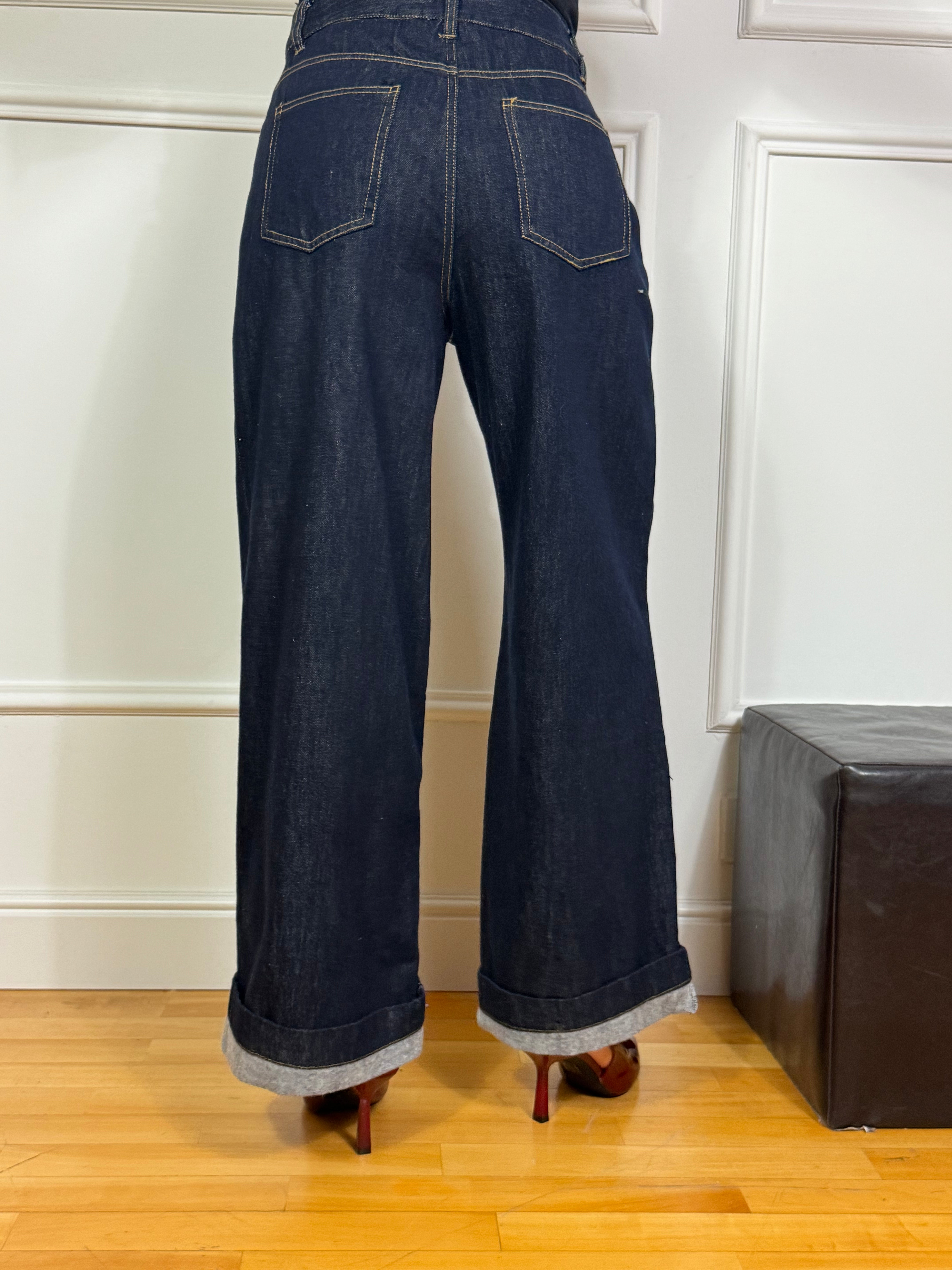 Jeans Victoria ILMH PALAZZO - LAVAGGIO SCURO - CUCITURE A CONTRASTO