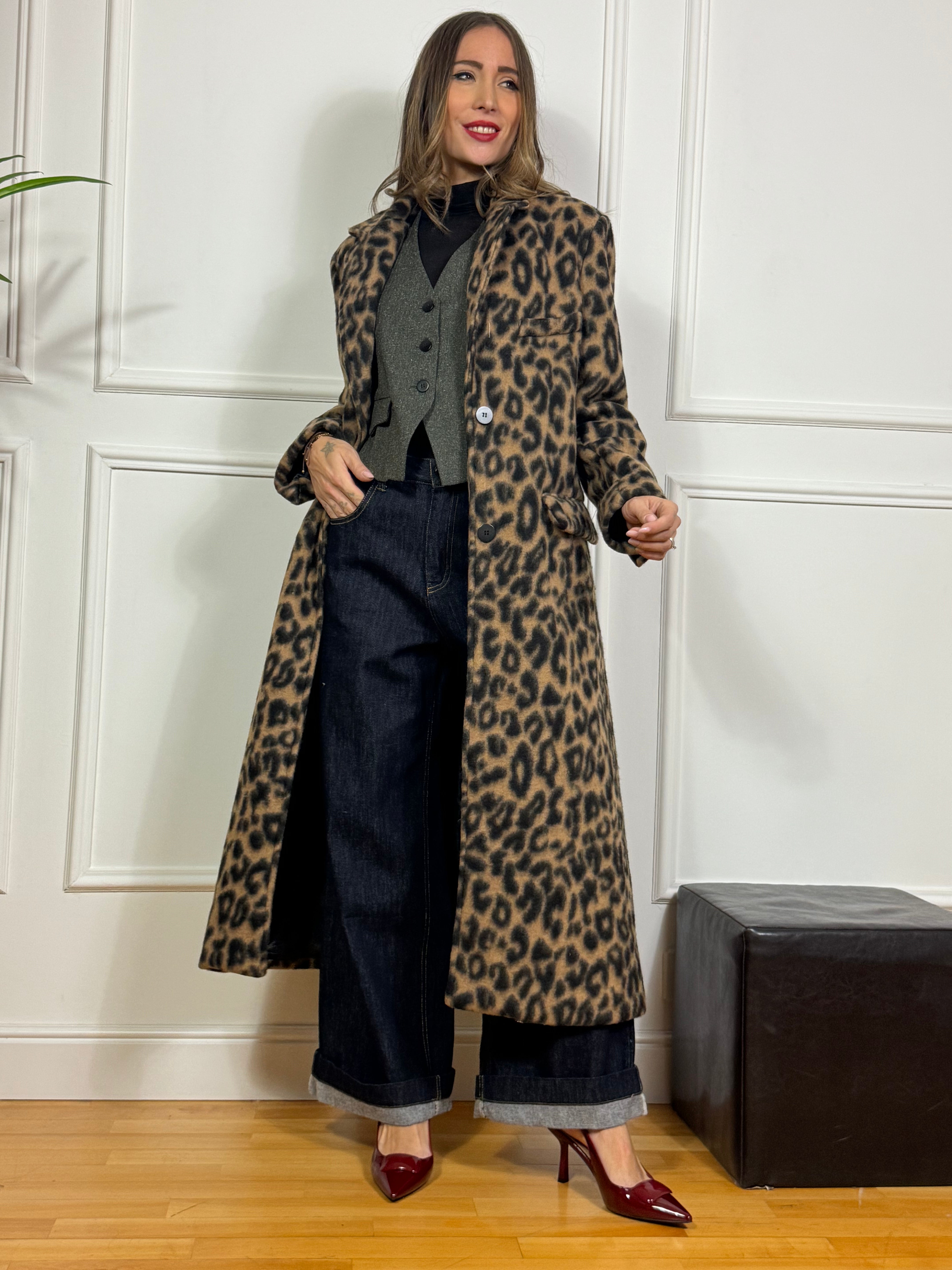 Cappotto OVER Victoria ILMH LEOPARDATO