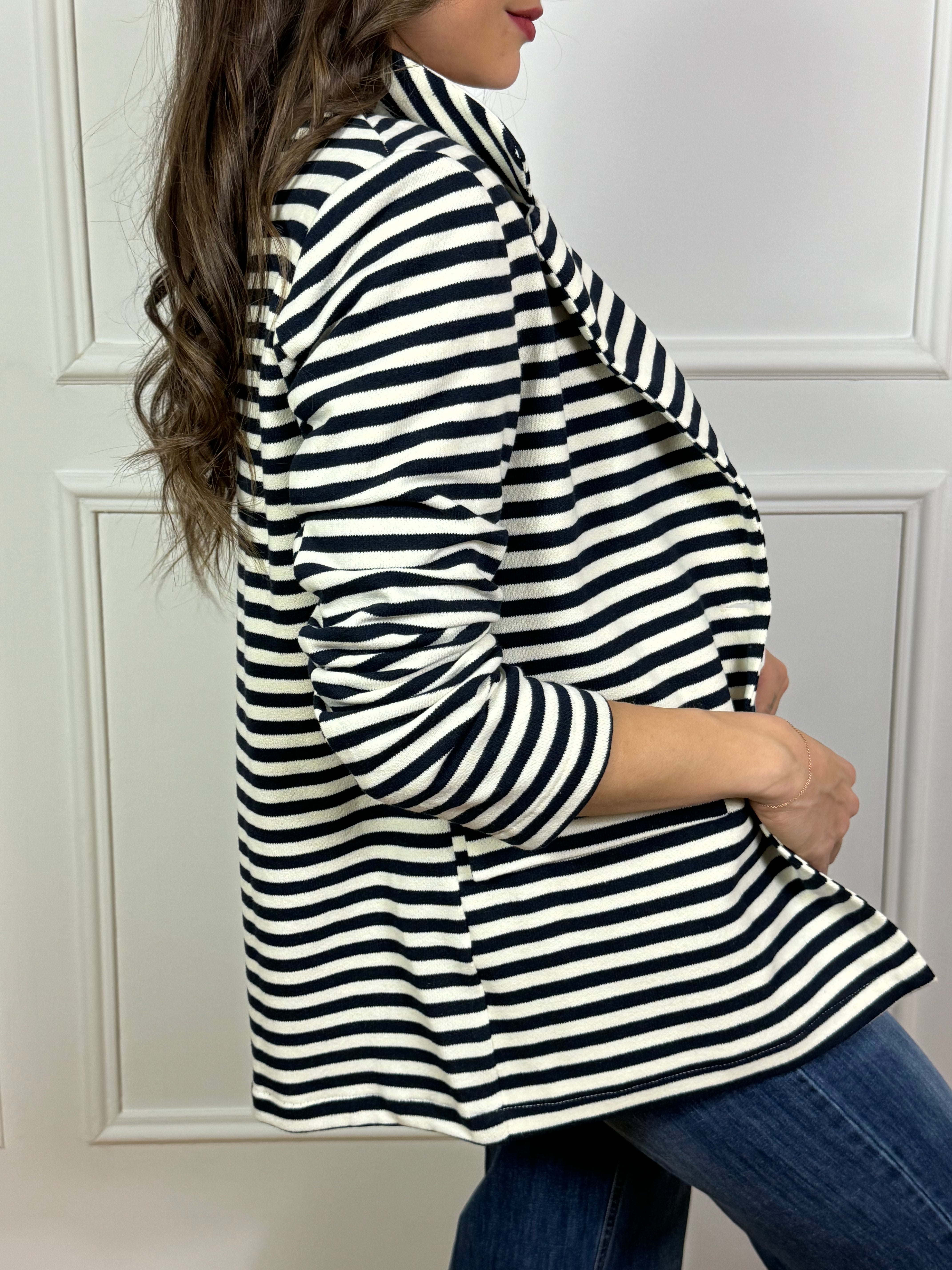 Giacca blazer in felpa garzata Susy Mix a righe con patch