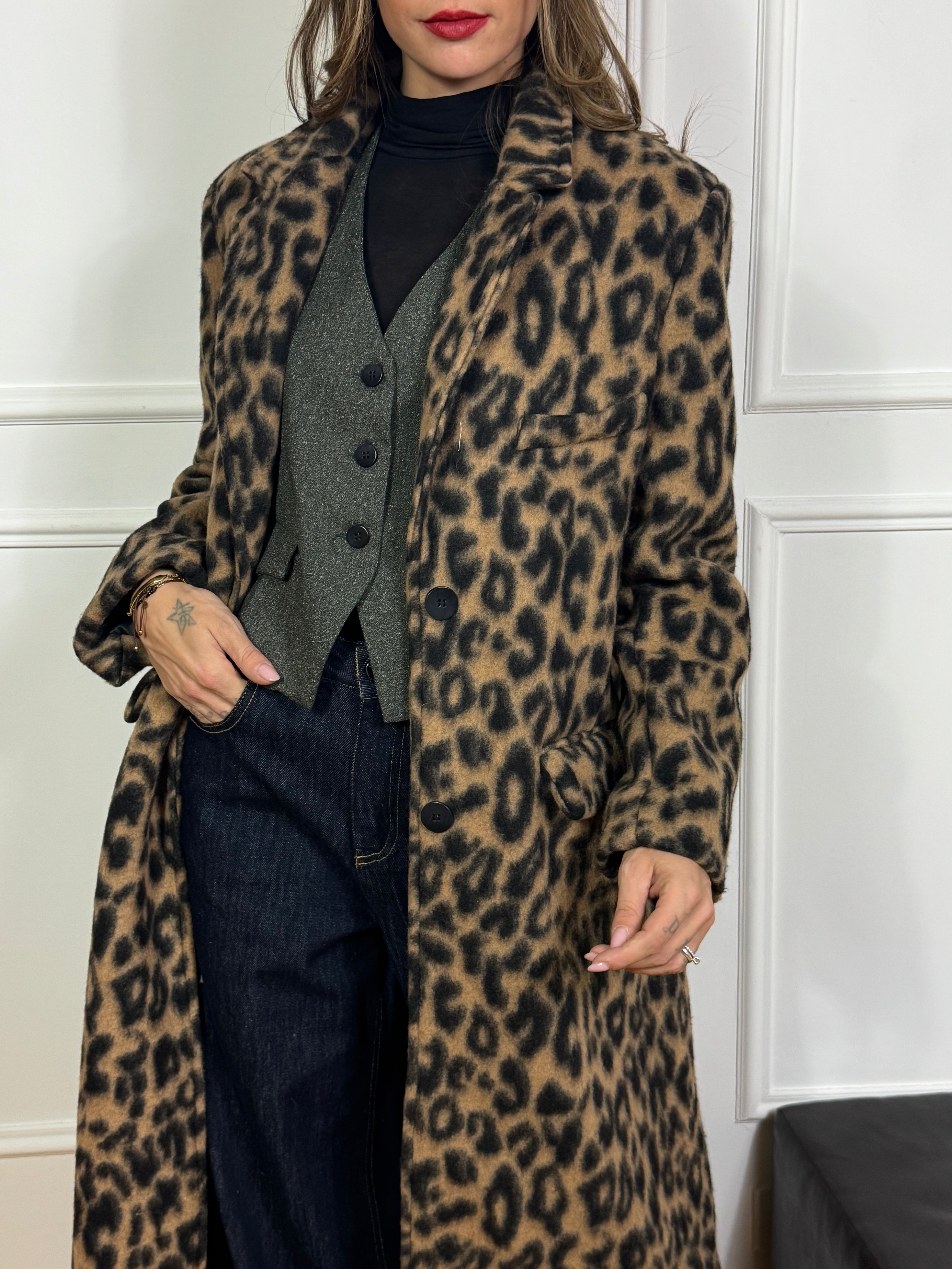 Cappotto OVER Victoria ILMH LEOPARDATO