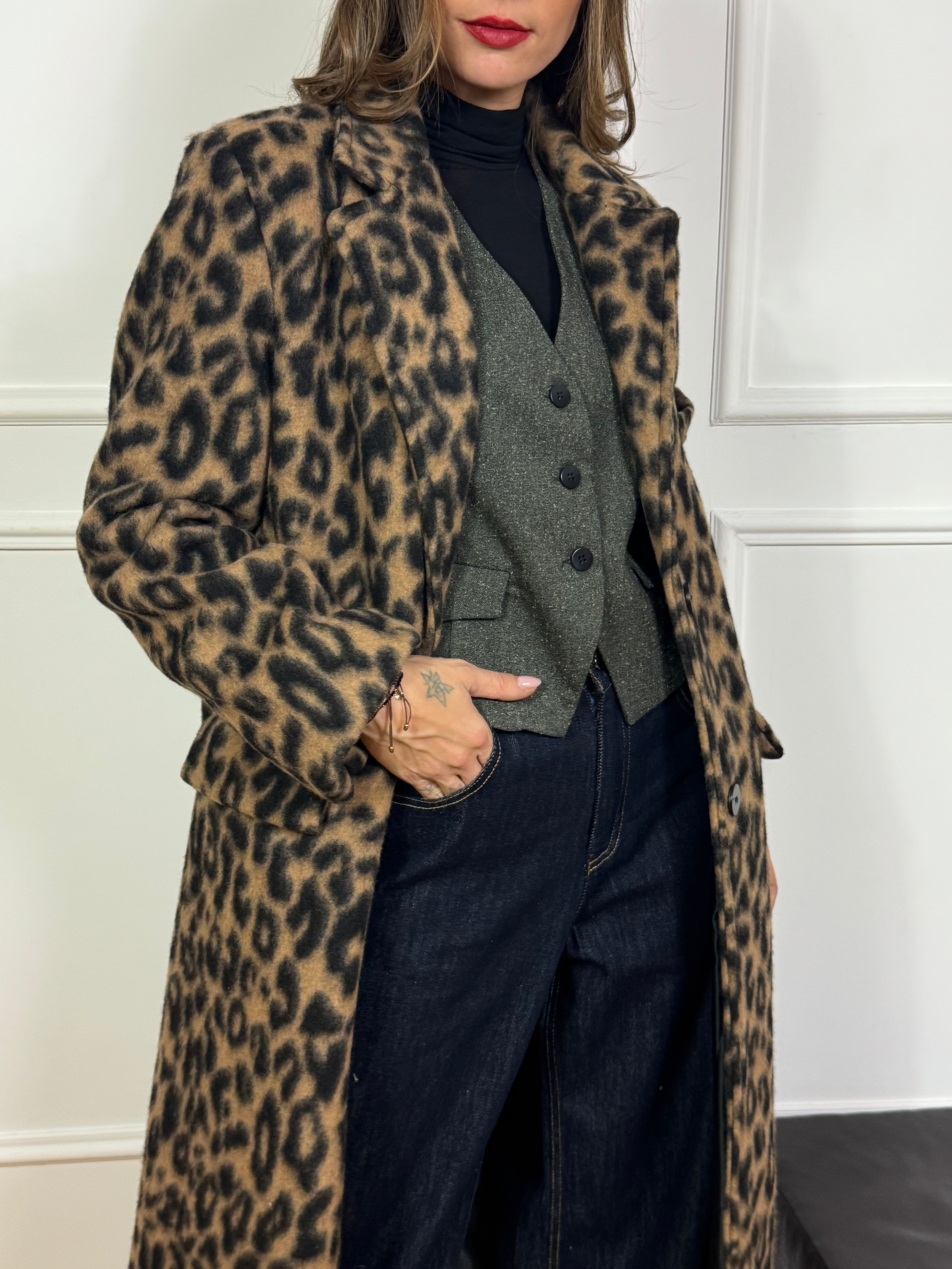Cappotto OVER Victoria ILMH LEOPARDATO
