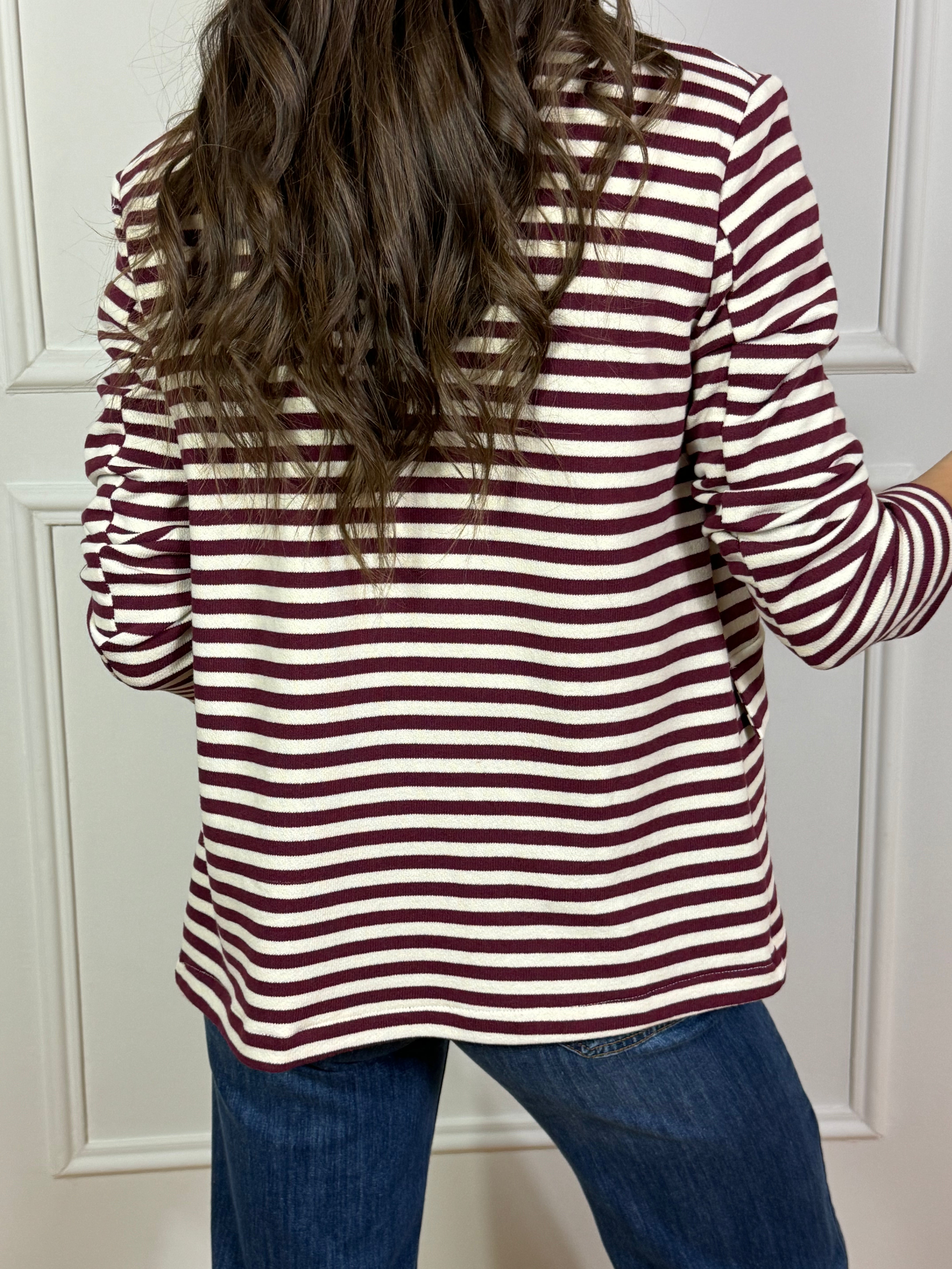 Giacca blazer in felpa garzata Susy Mix a righe con patch