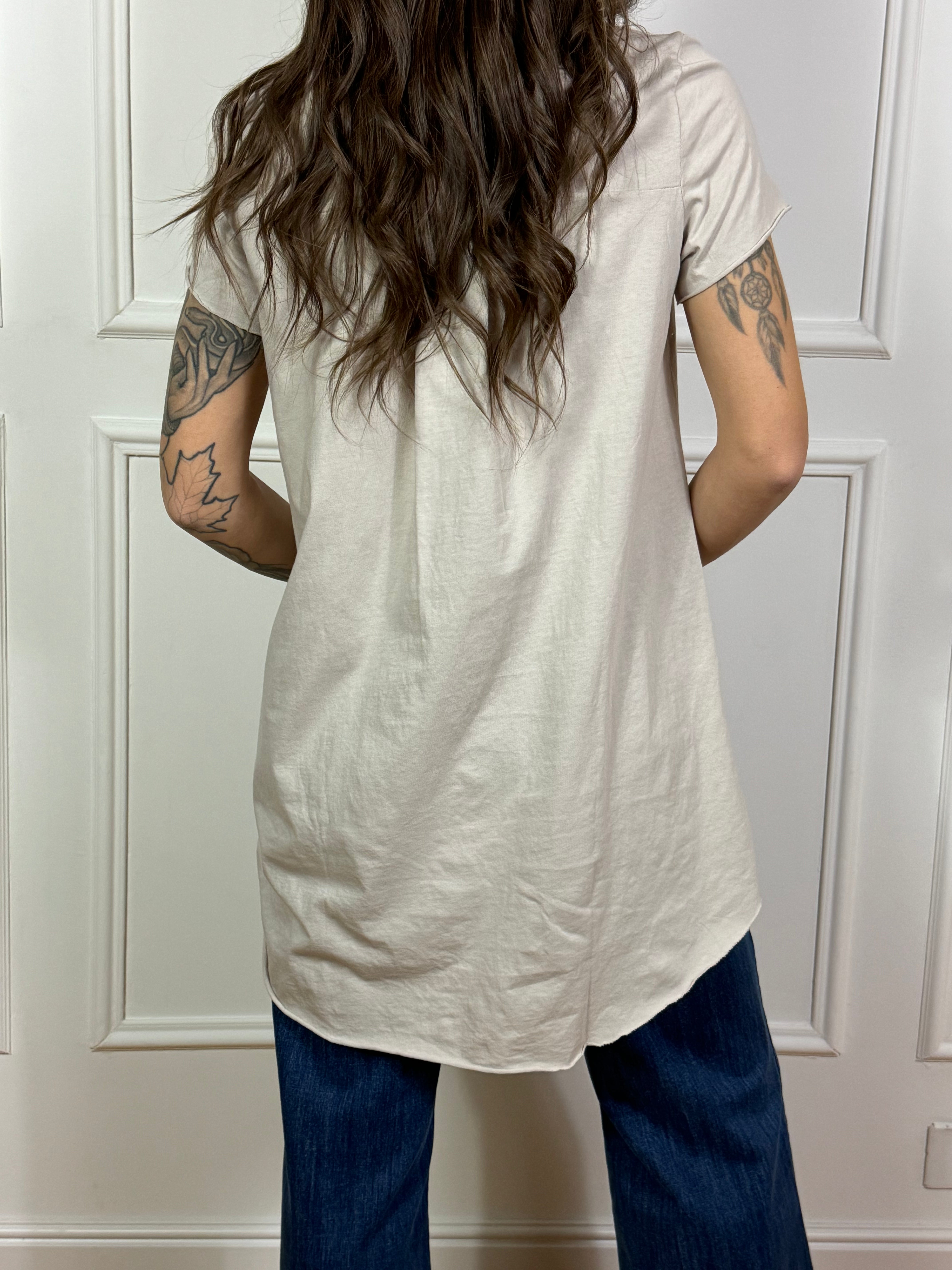T-SHIRT MANICA CORTA in cotone fiammato Susy Mix PIU' LUNGA DIETRO