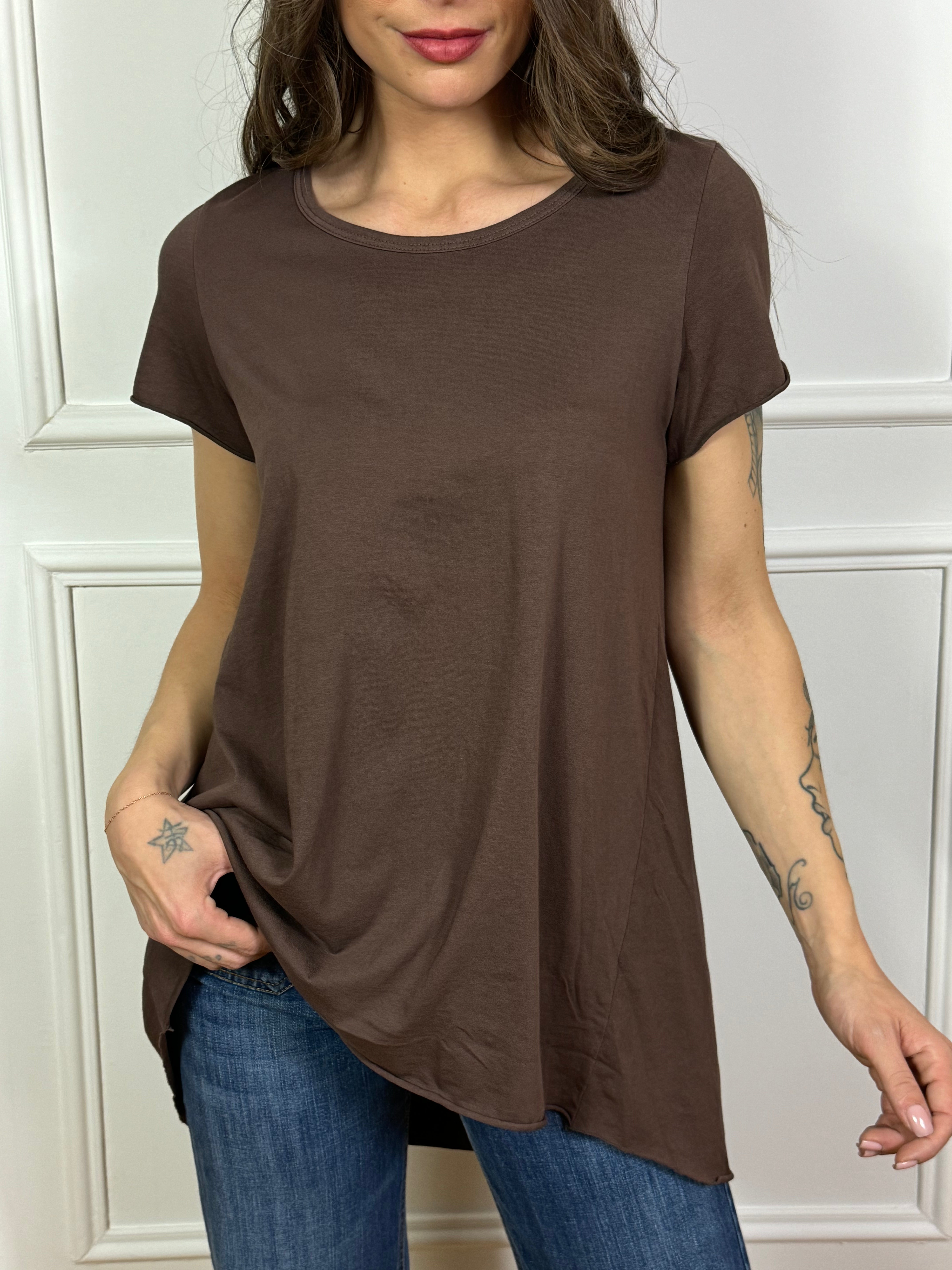 T-SHIRT MANICA CORTA in cotone fiammato Susy Mix PIU' LUNGA DIETRO