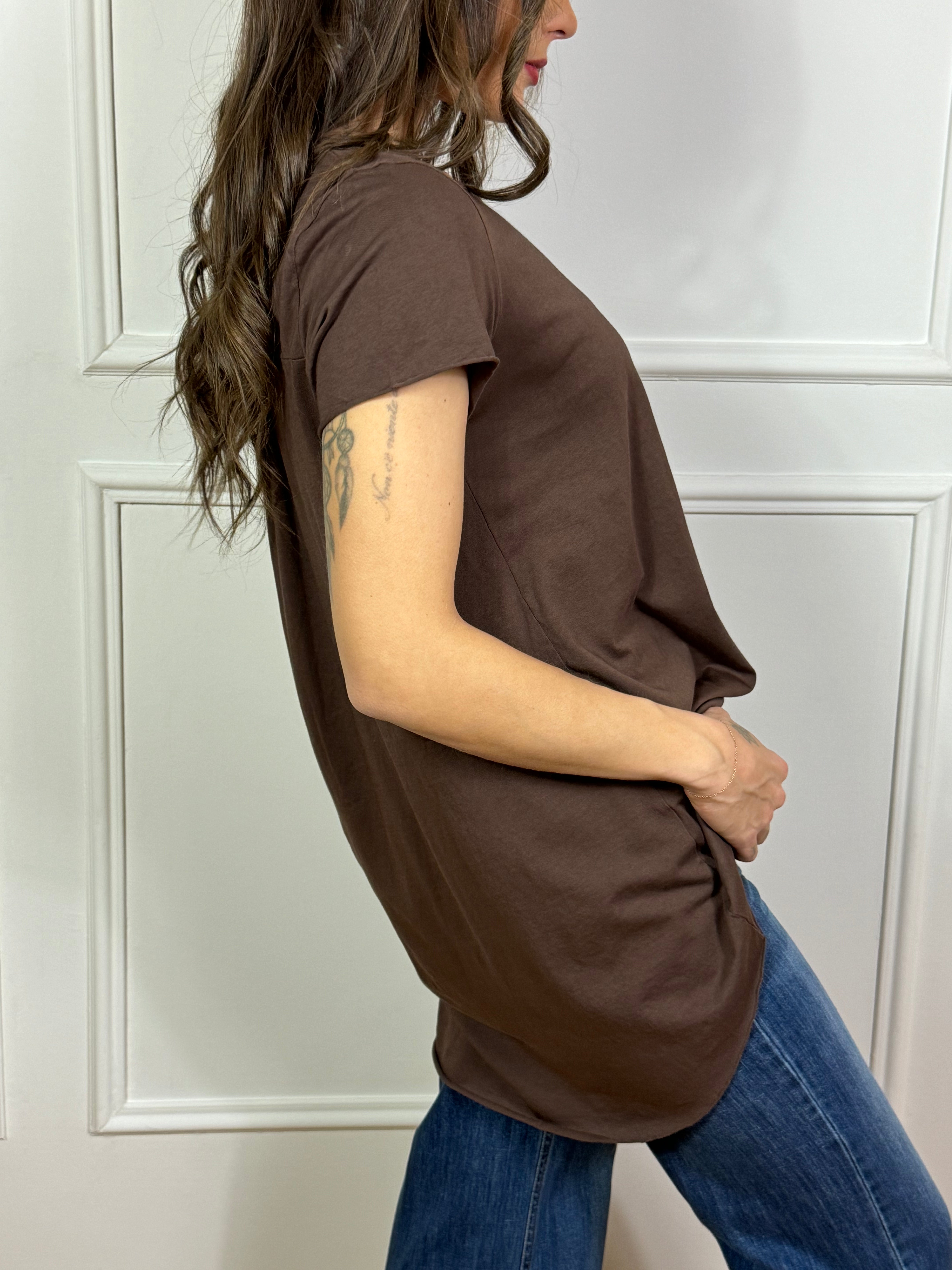 T-SHIRT MANICA CORTA in cotone fiammato Susy Mix PIU' LUNGA DIETRO
