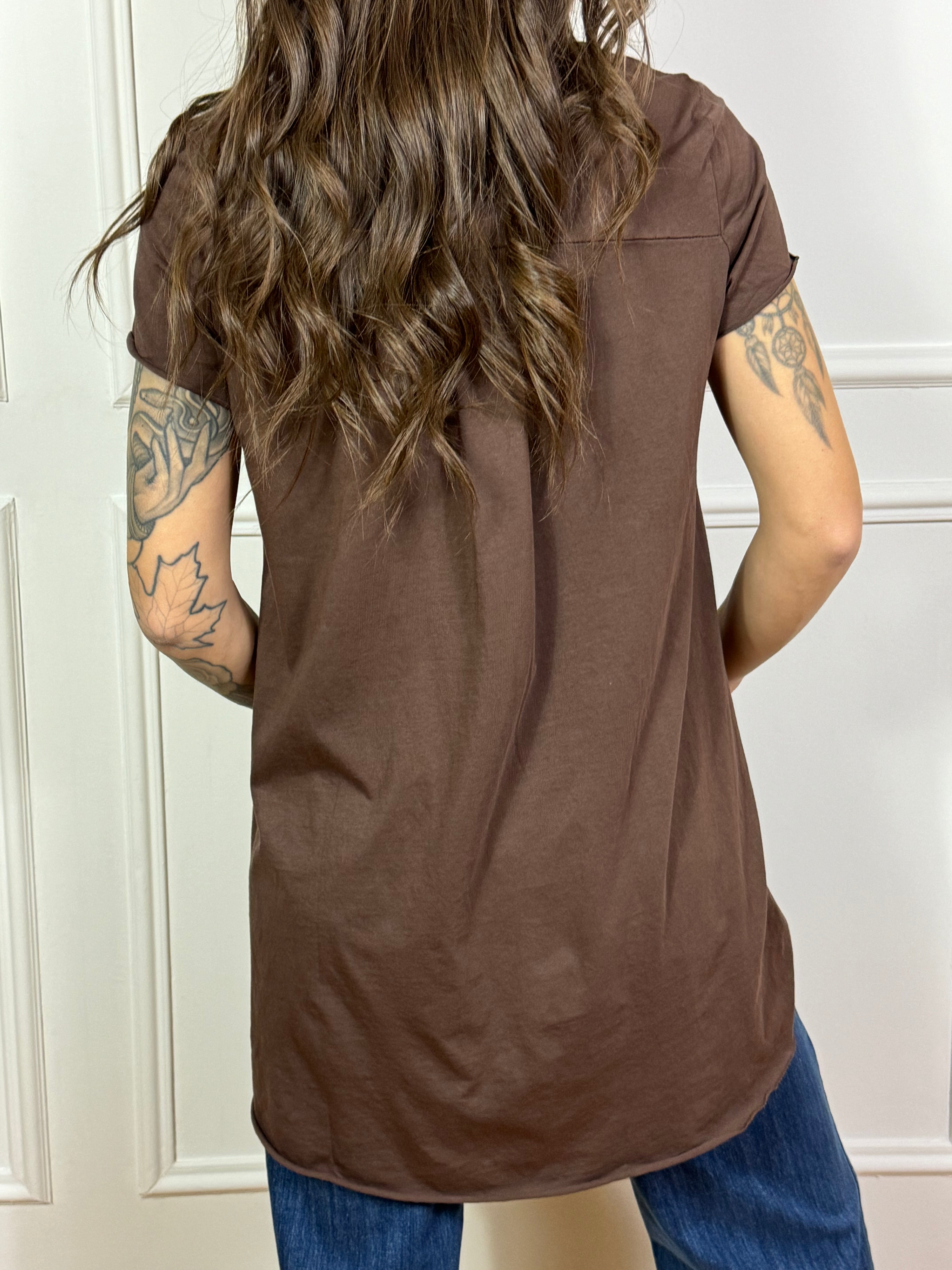 T-SHIRT MANICA CORTA in cotone fiammato Susy Mix PIU' LUNGA DIETRO