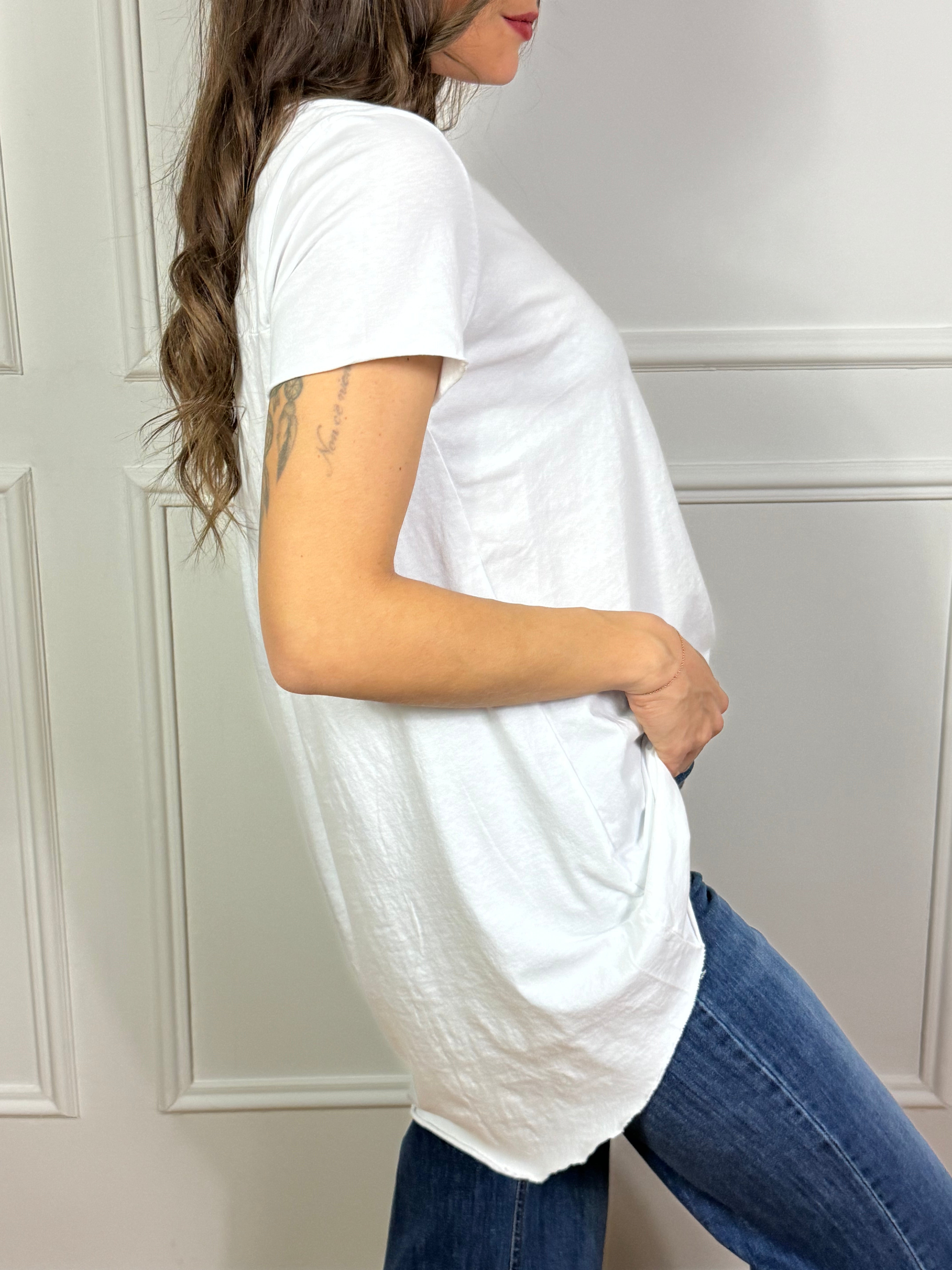 T-SHIRT MANICA CORTA in cotone fiammato Susy Mix PIU' LUNGA DIETRO