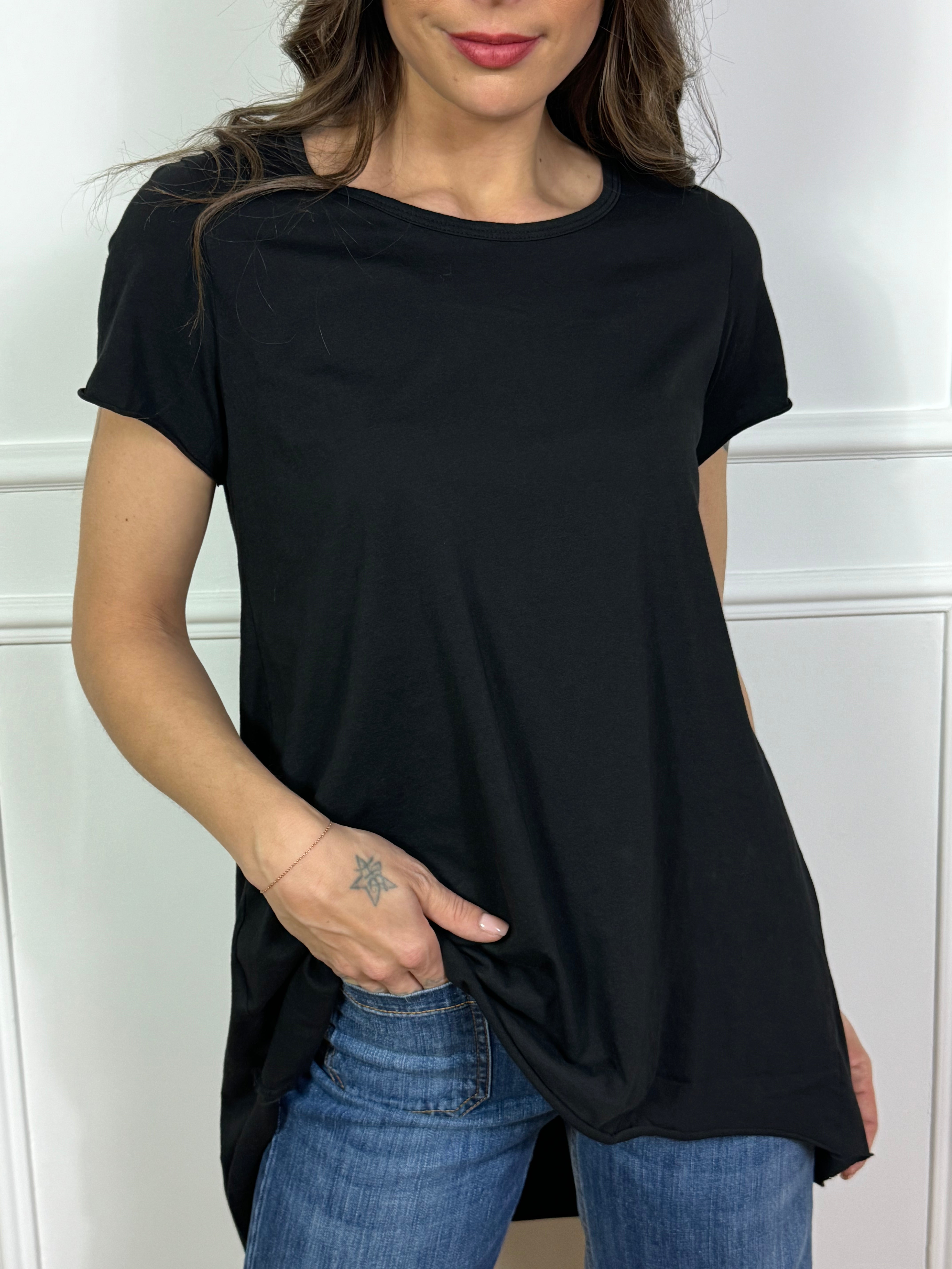 T-SHIRT MANICA CORTA in cotone fiammato Susy Mix PIU' LUNGA DIETRO