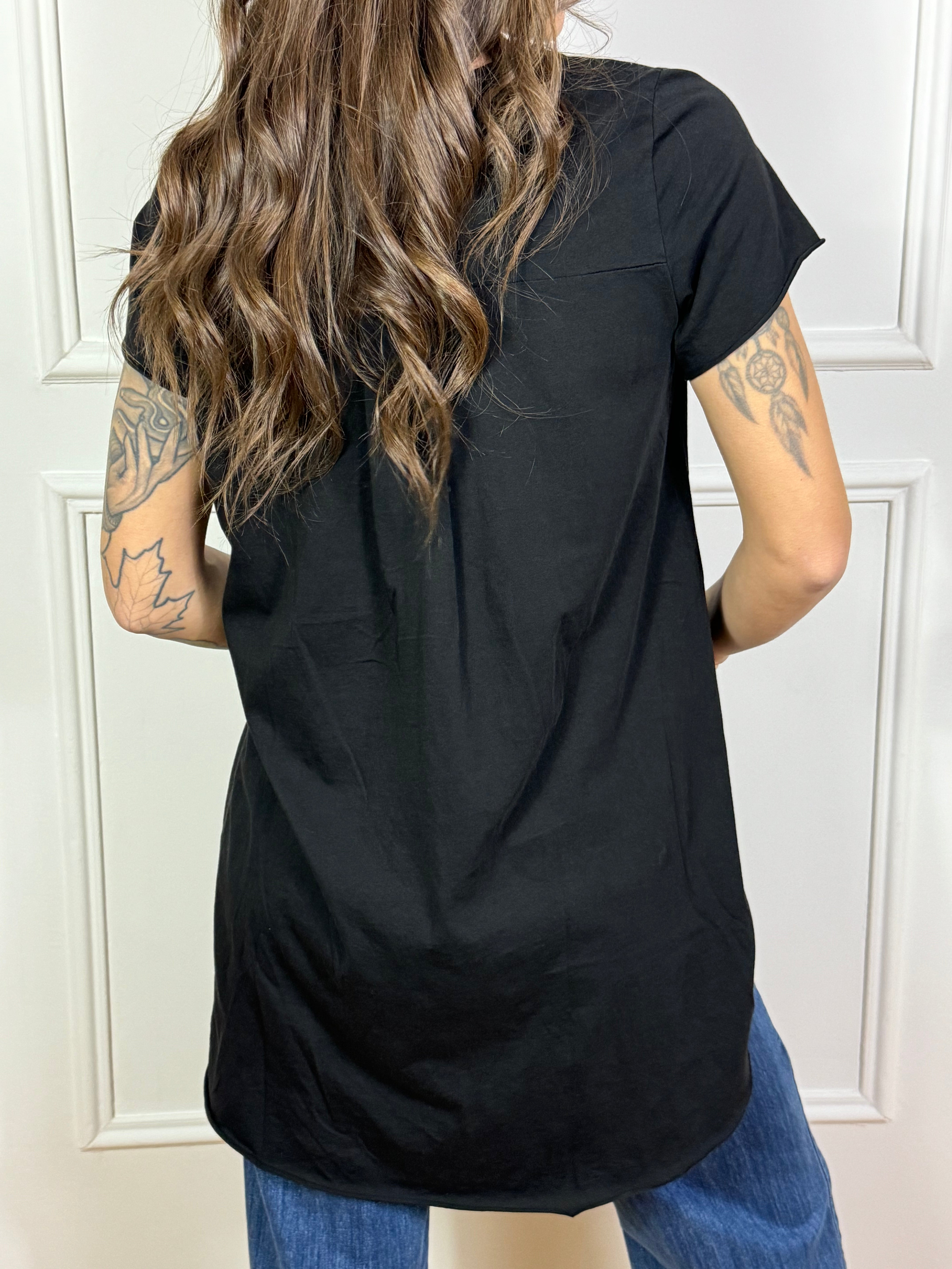 T-SHIRT MANICA CORTA in cotone fiammato Susy Mix PIU' LUNGA DIETRO