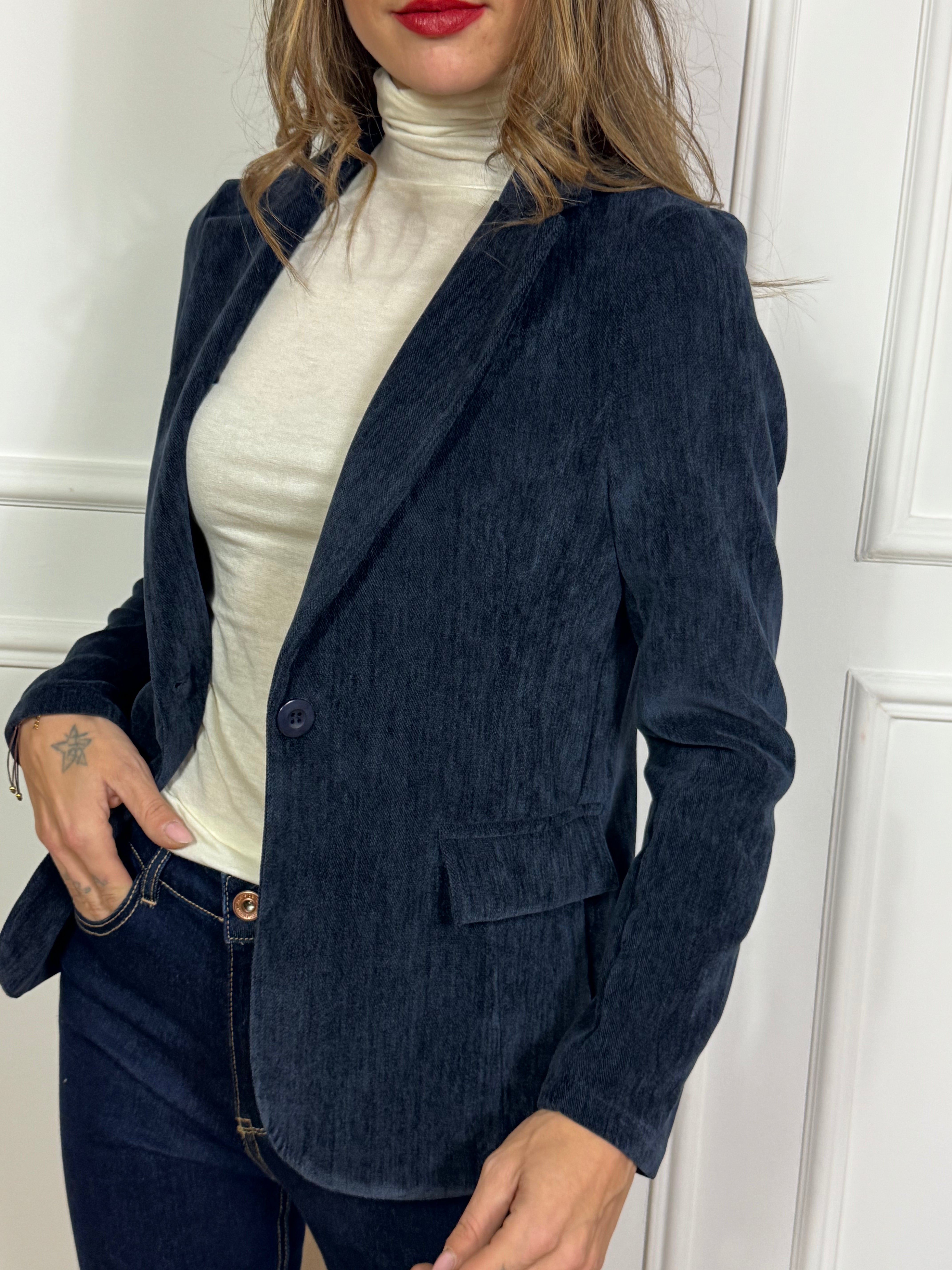 Giacca blazer monopetto Victoria ILMH in VELLUTO