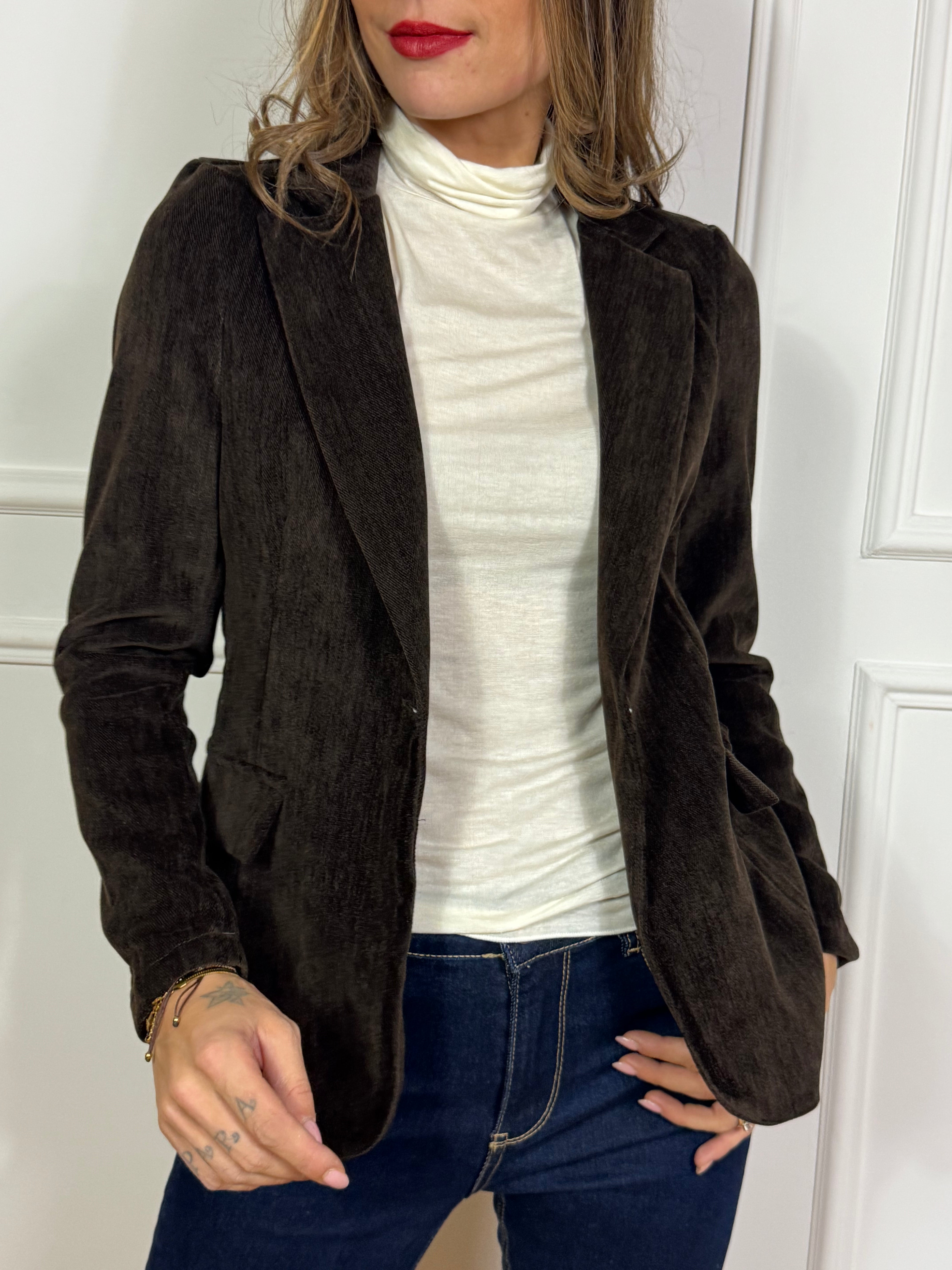 Giacca blazer monopetto Victoria ILMH in VELLUTO