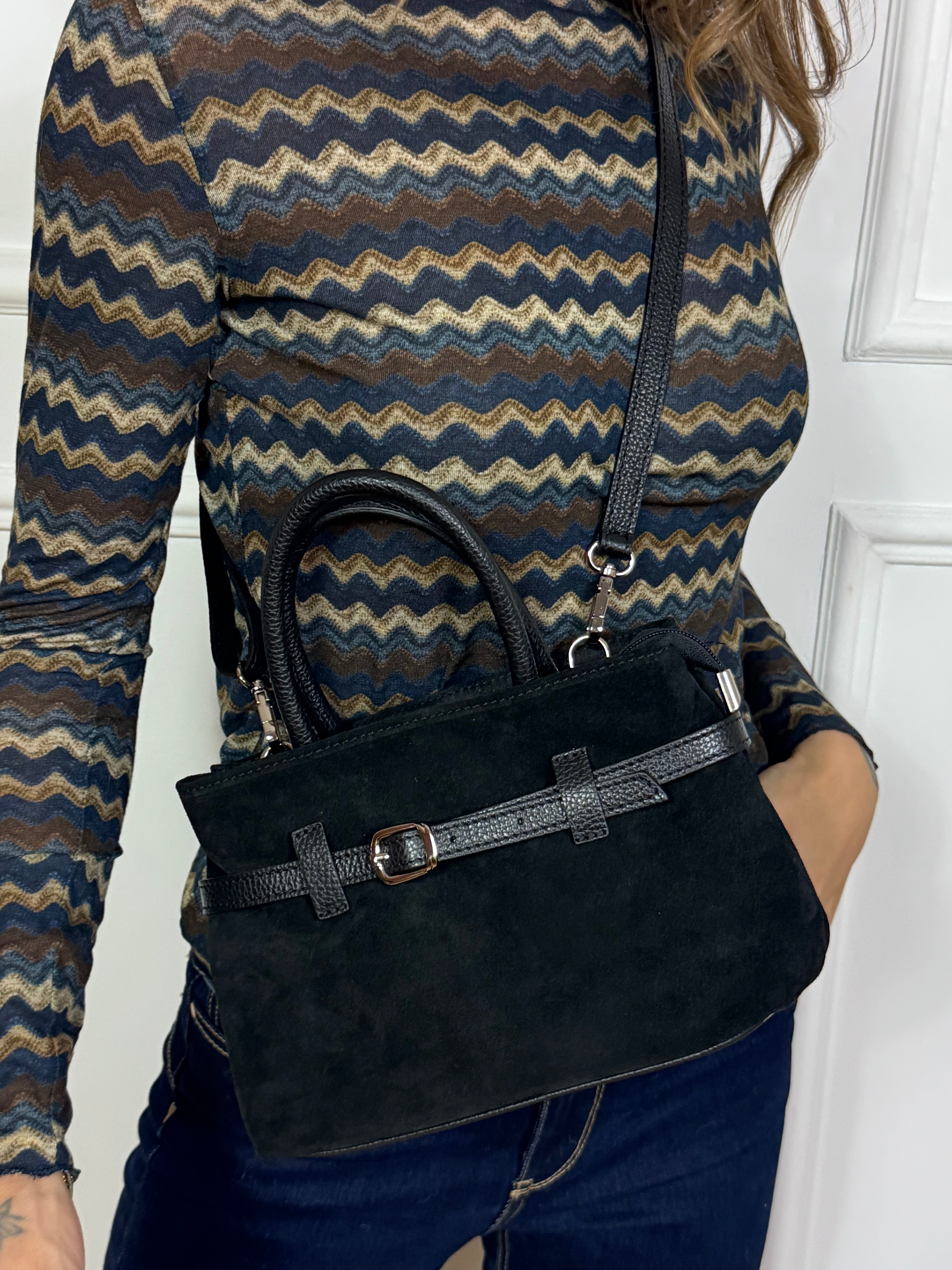 Borsa in pelle con cinturina