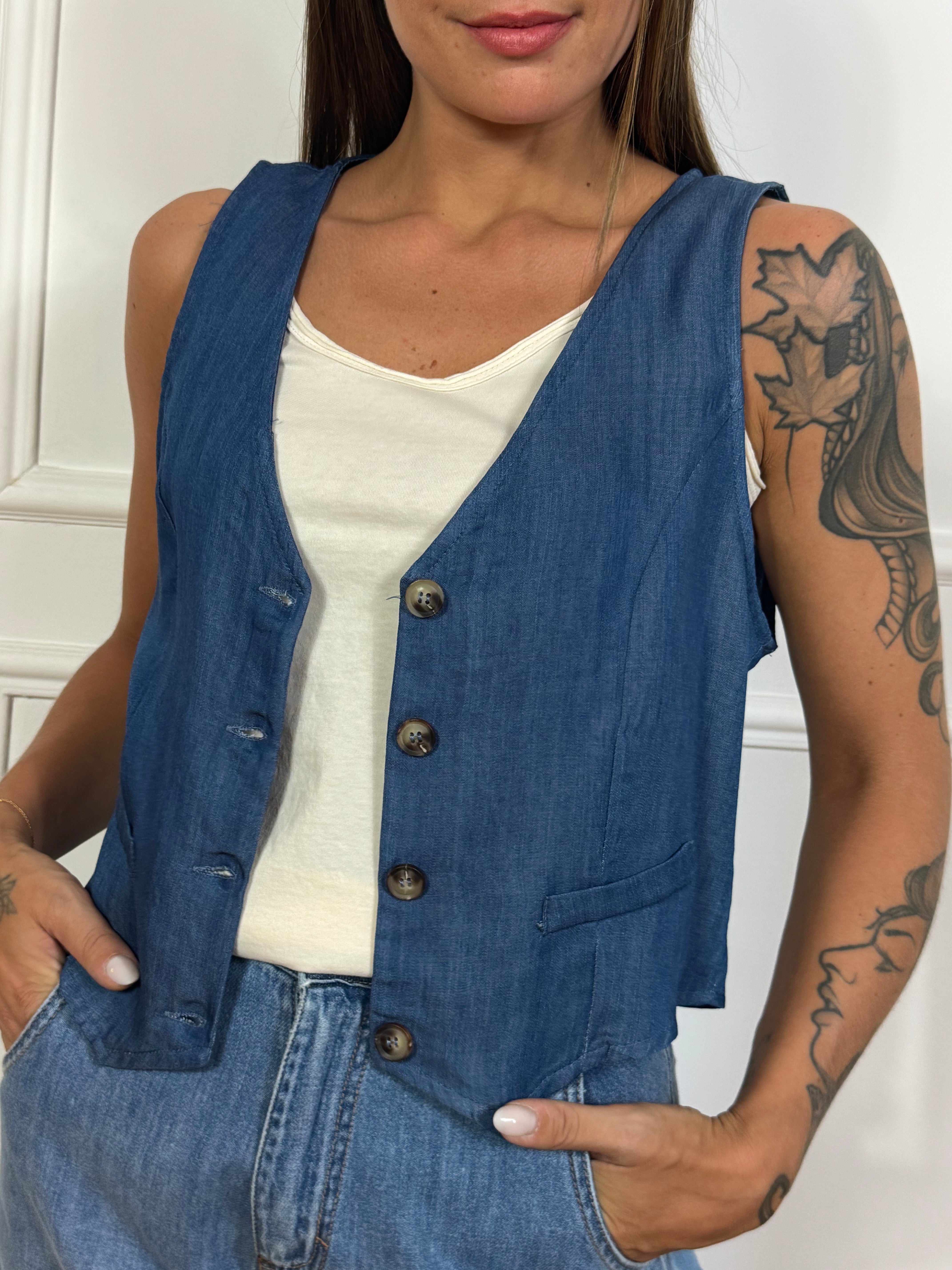 Gilet Kontatto CHAMBRAY denim blue