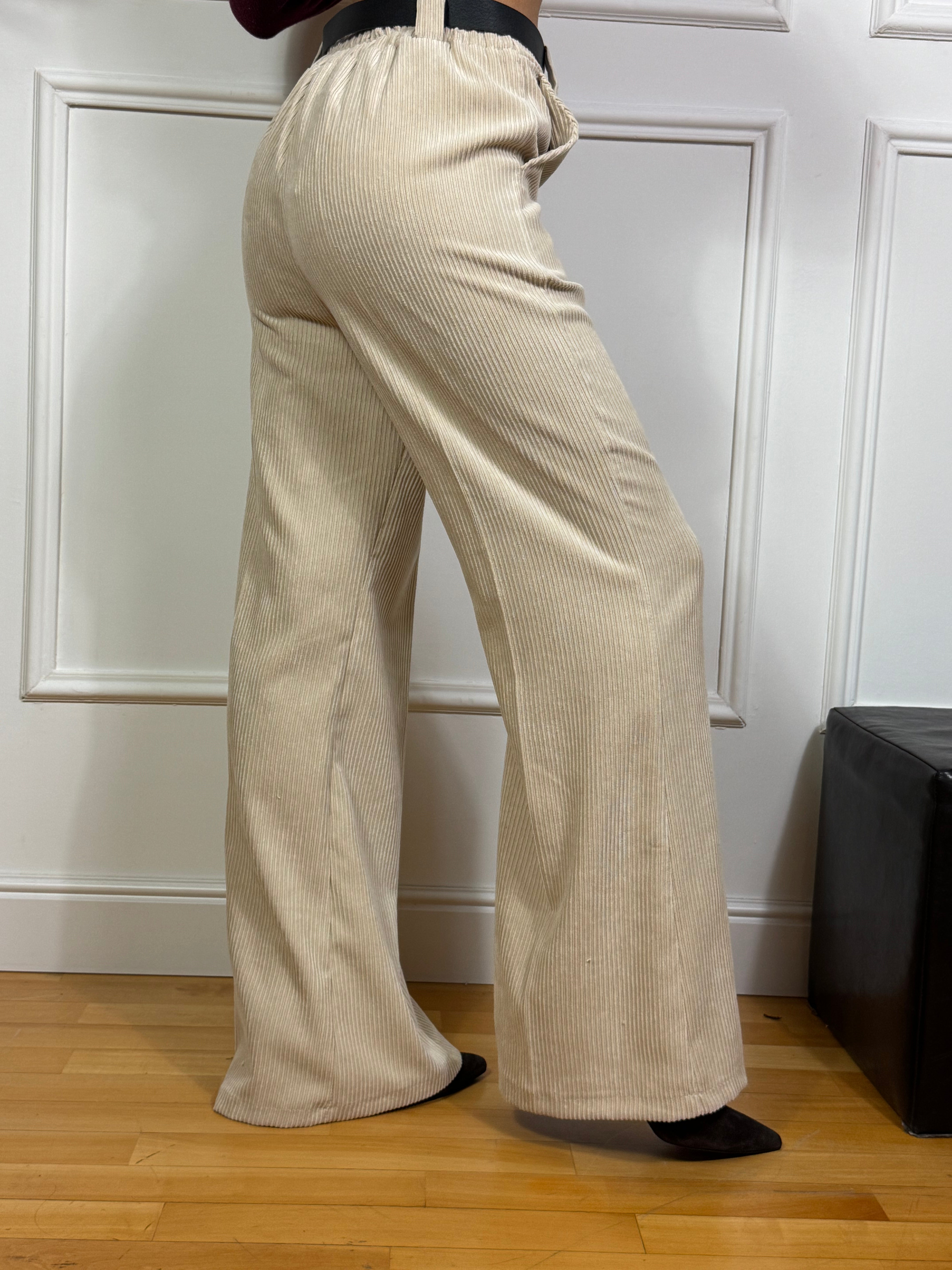 Pantalone Susy Mix PALAZZO IN VELLUTO A COSTE con cintura