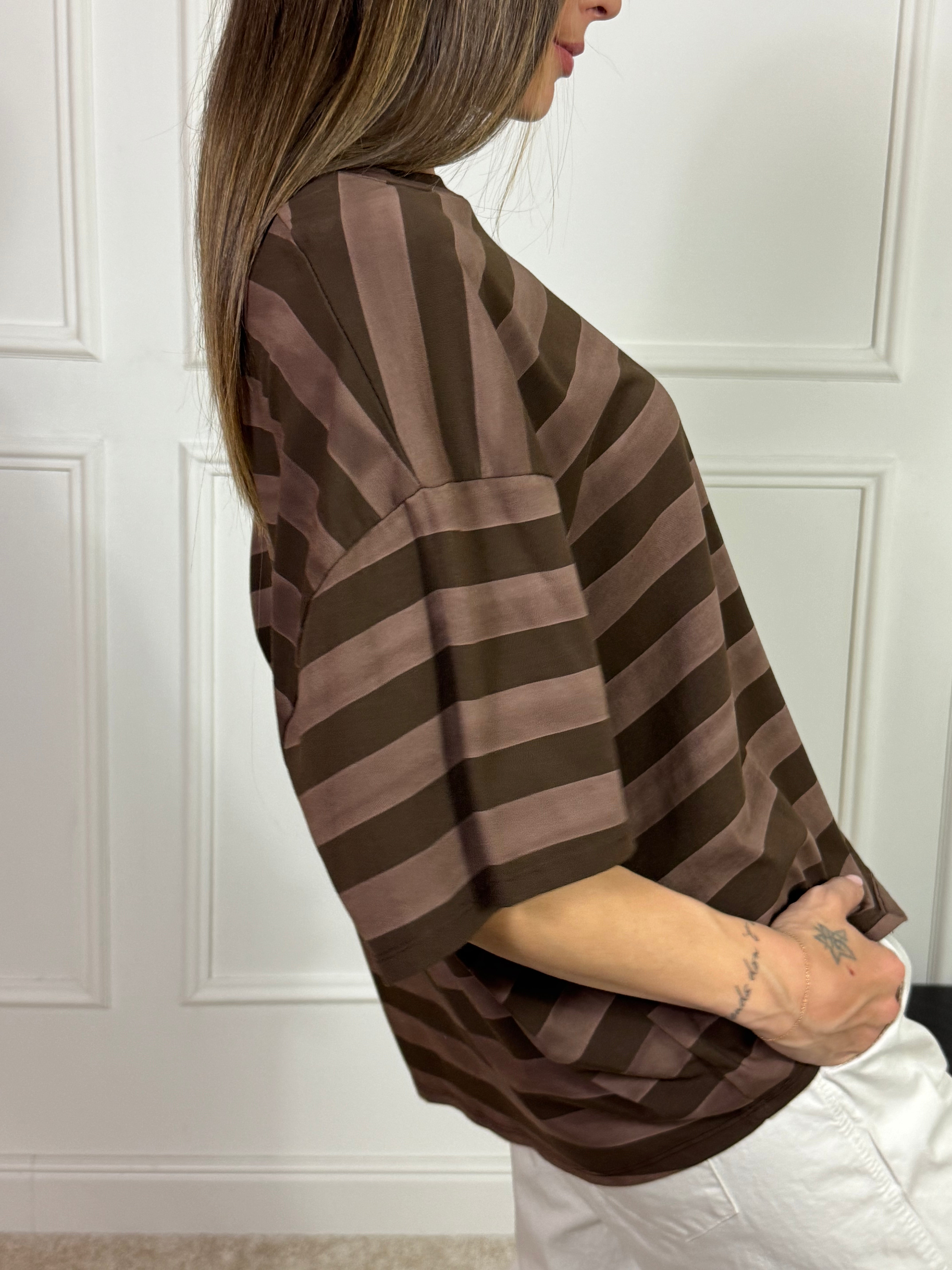 Maglia t-shirt oversize Victoria ILMH RIGHE GROSSE