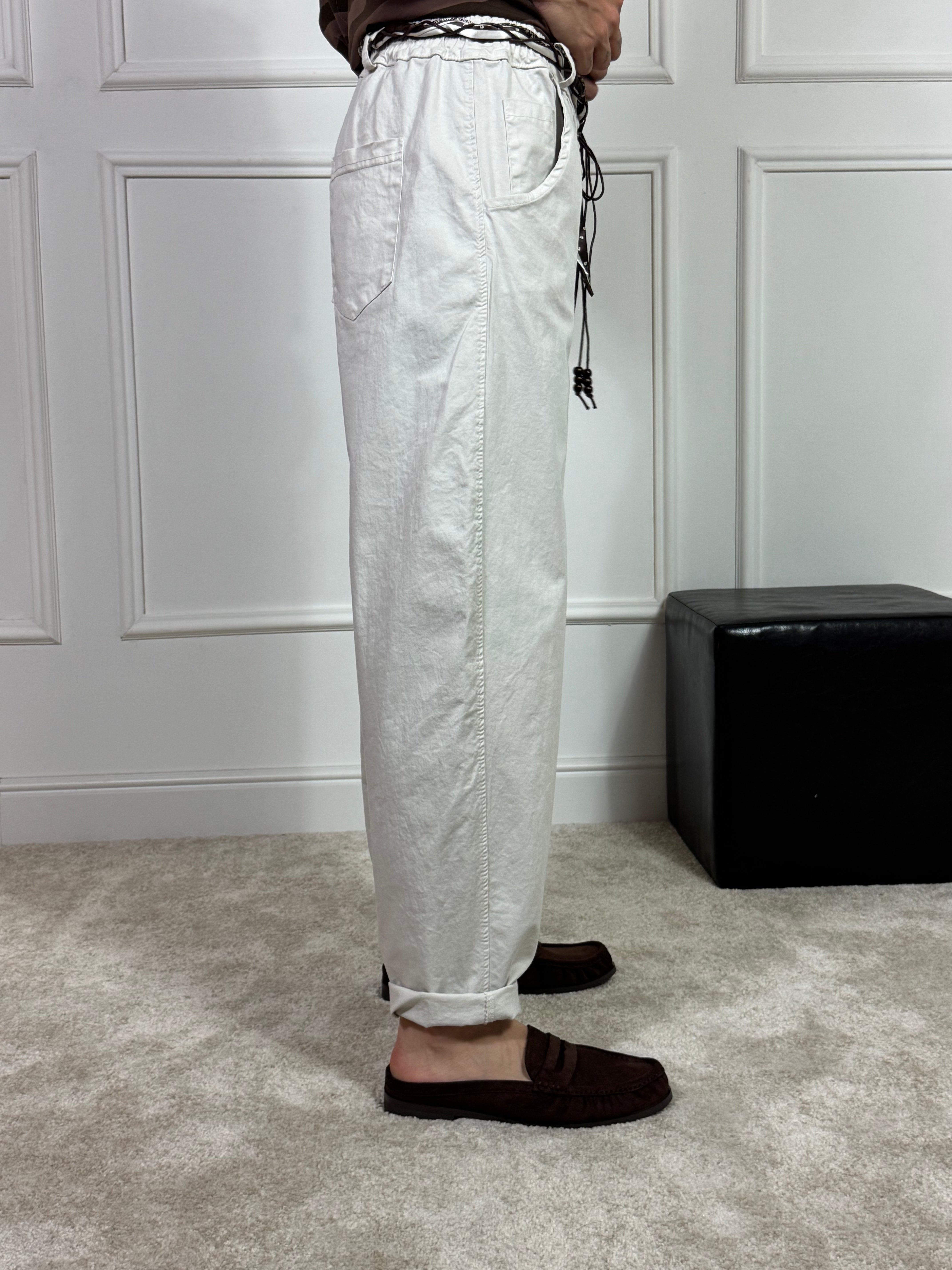 Pantalone in cotone a carota Victoria ILMH cintura bandana