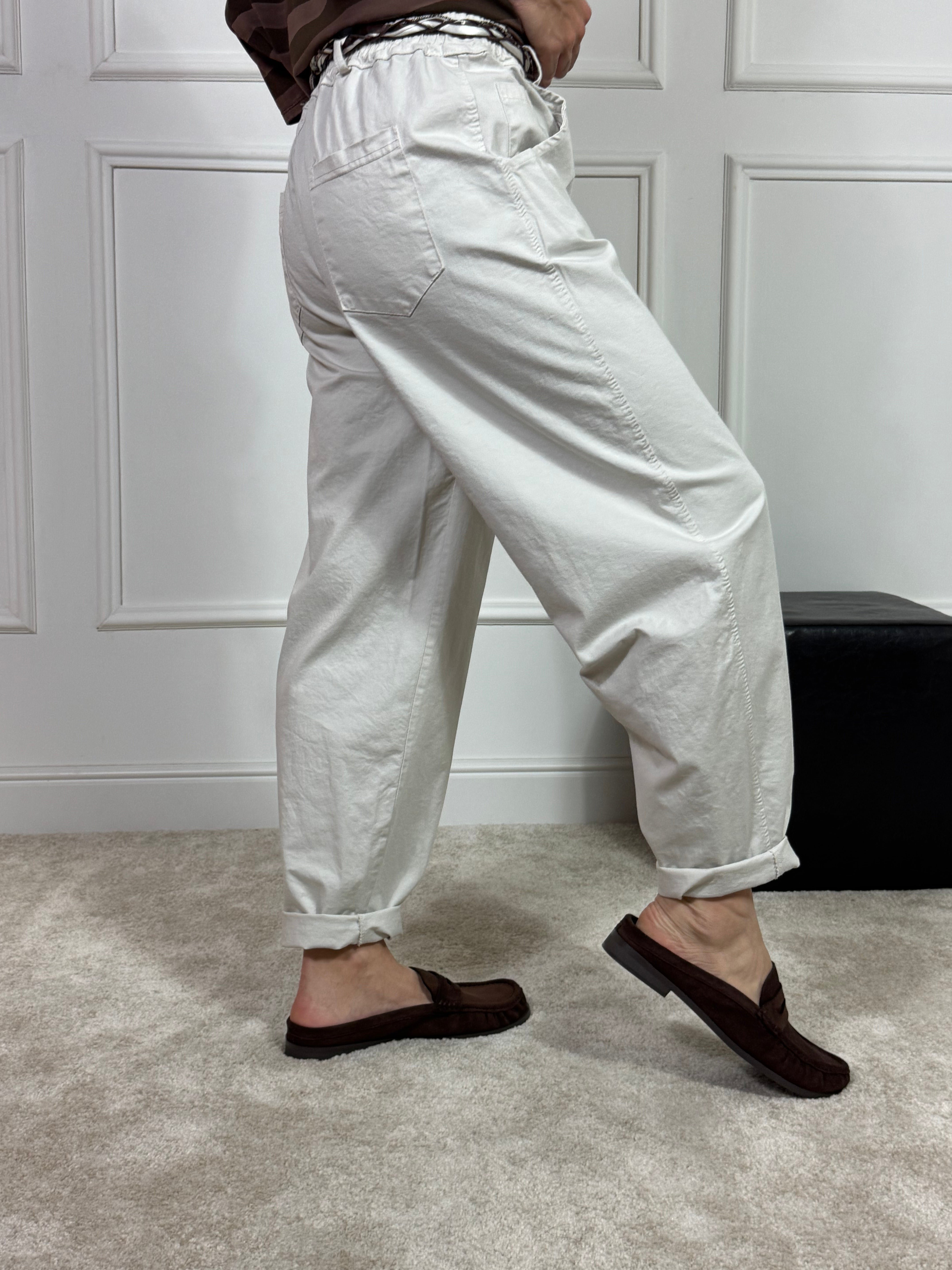 Pantalone in cotone a carota Victoria ILMH cintura bandana