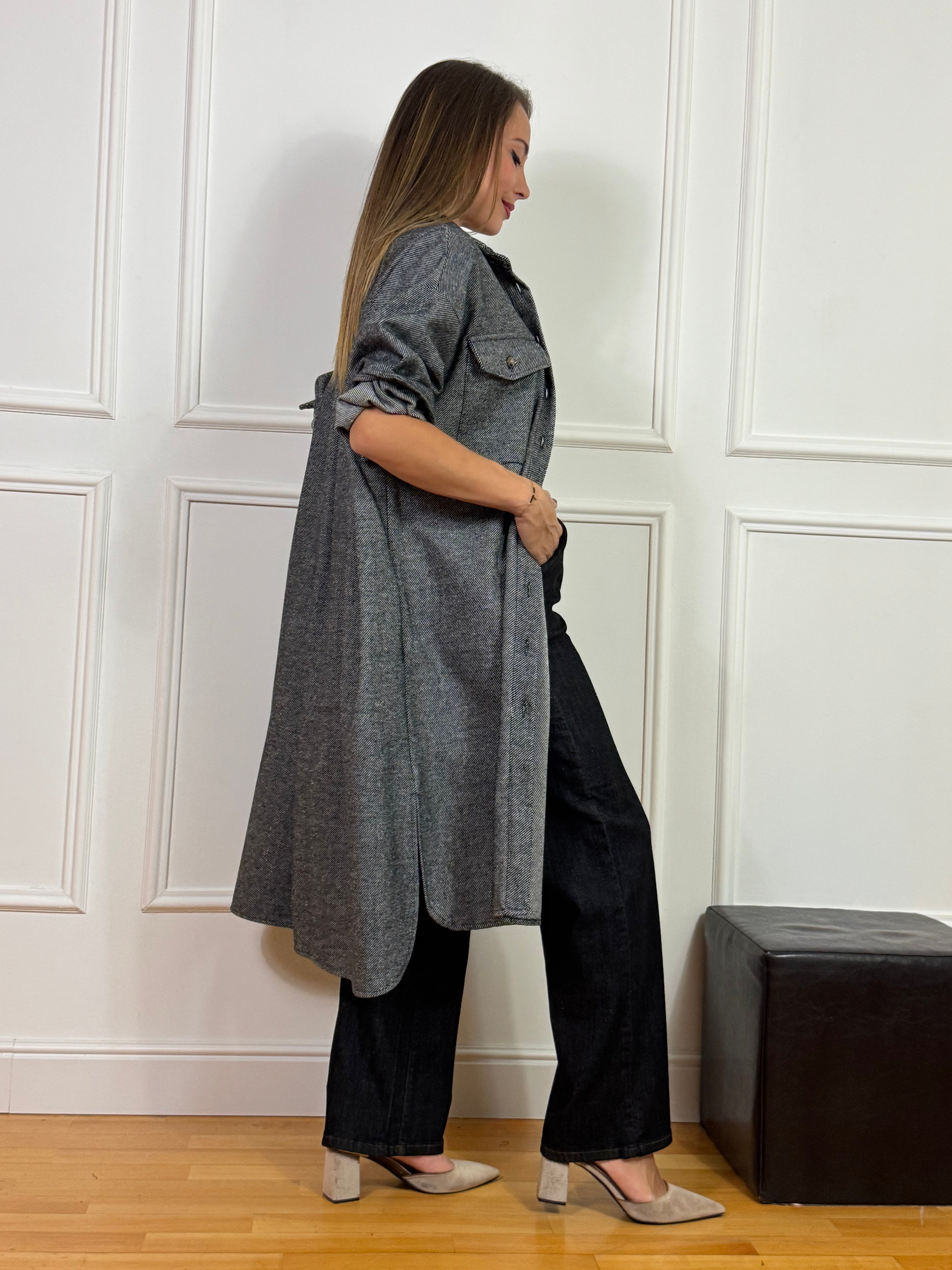 Cappotto over con taschini Victoria ILMH lavorazione spinata