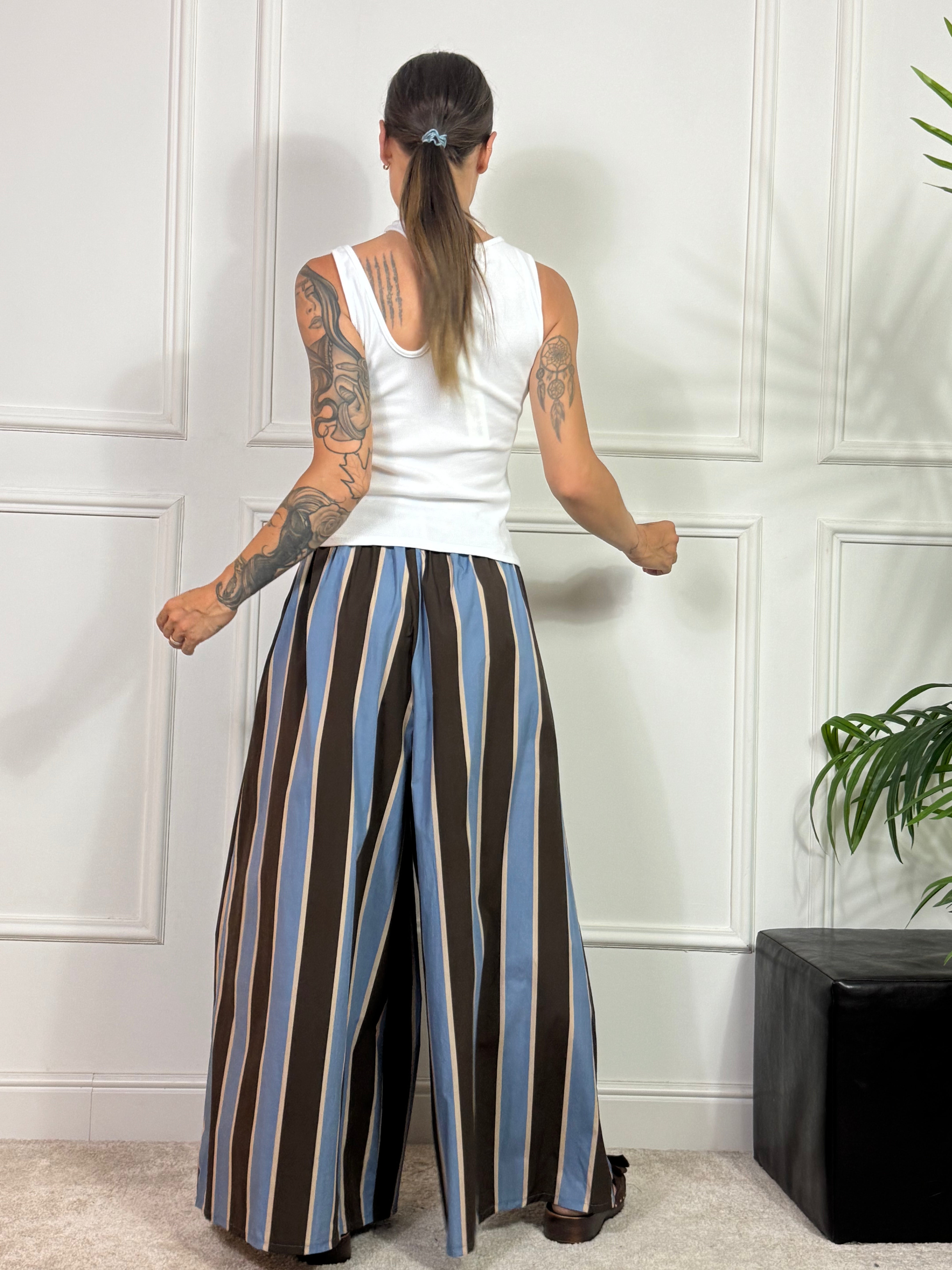 Pantalone PALAZZO in cotone popeline Victoria ILMH RIGHE