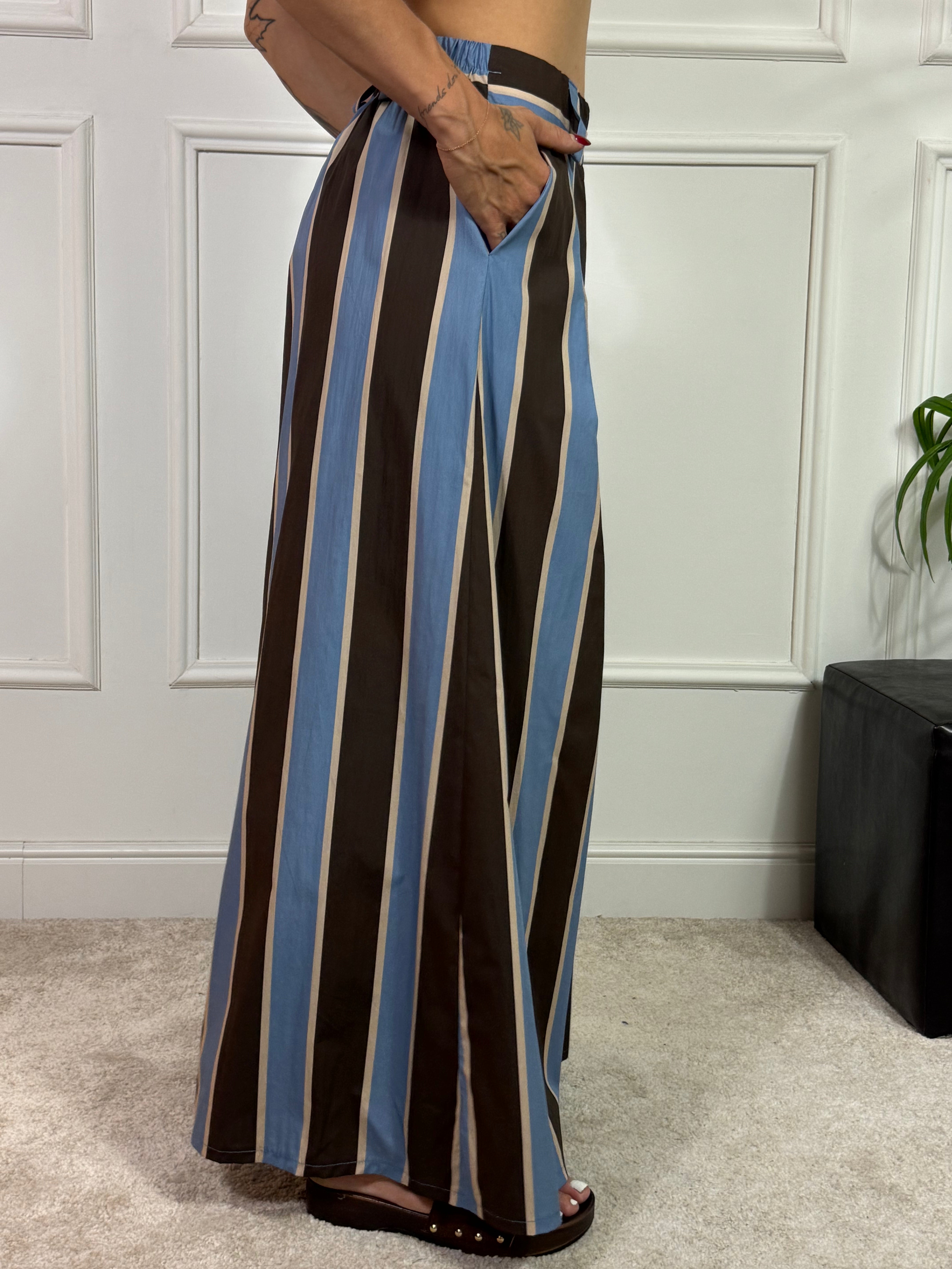 Pantalone PALAZZO in cotone popeline Victoria ILMH RIGHE