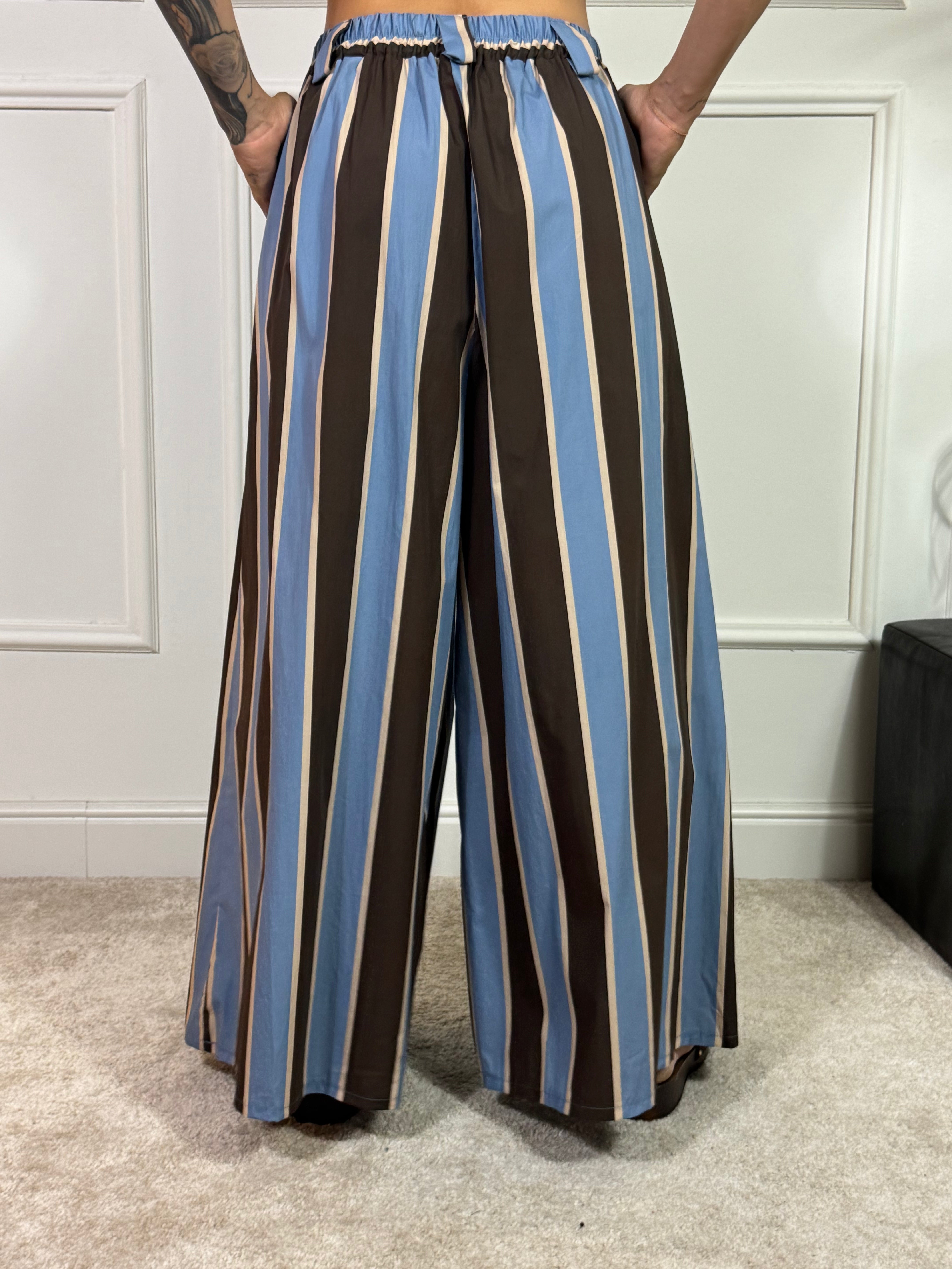 Pantalone PALAZZO in cotone popeline Victoria ILMH RIGHE