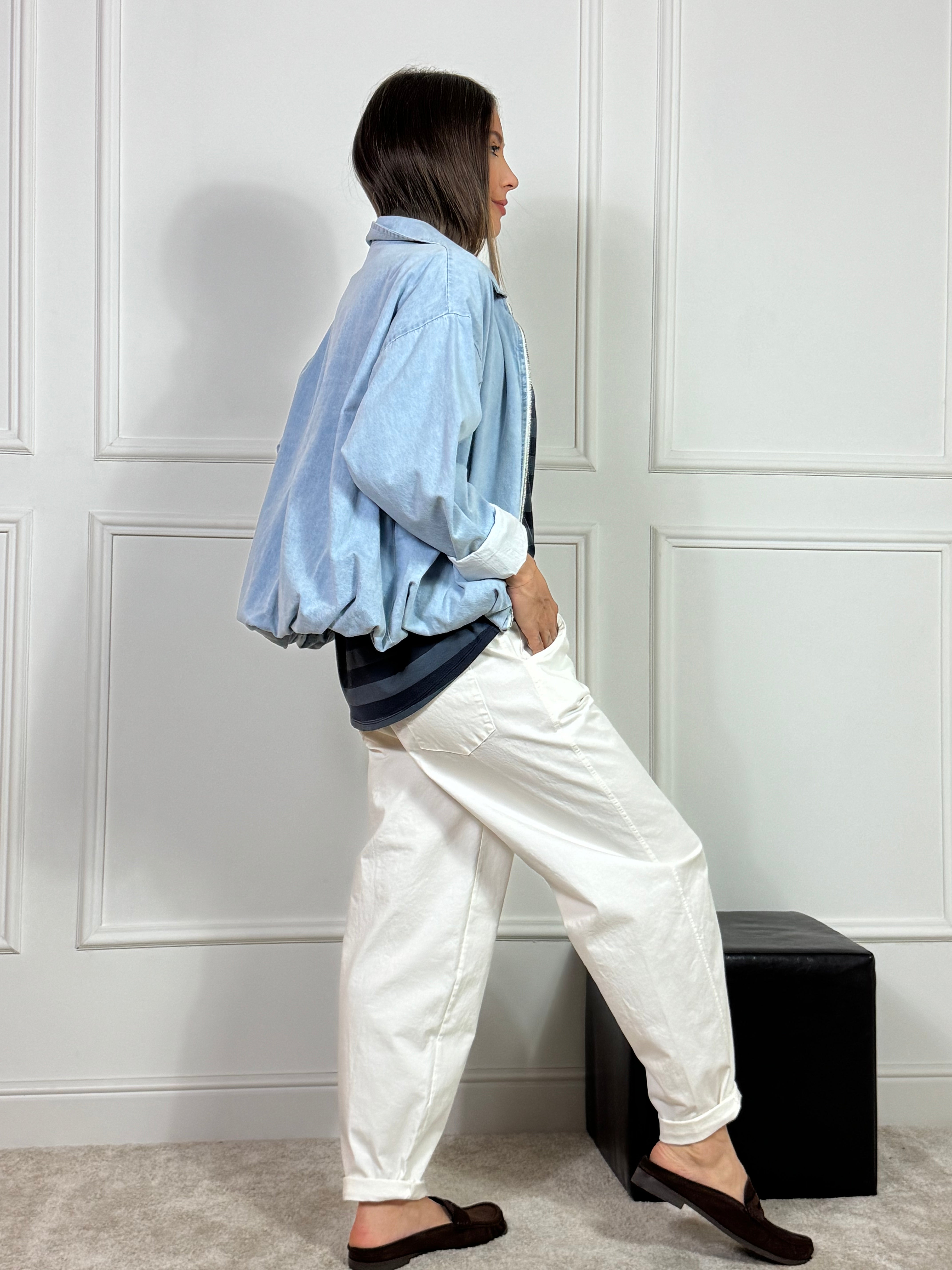 Pantalone in cotone a carota Victoria ILMH cintura bandana