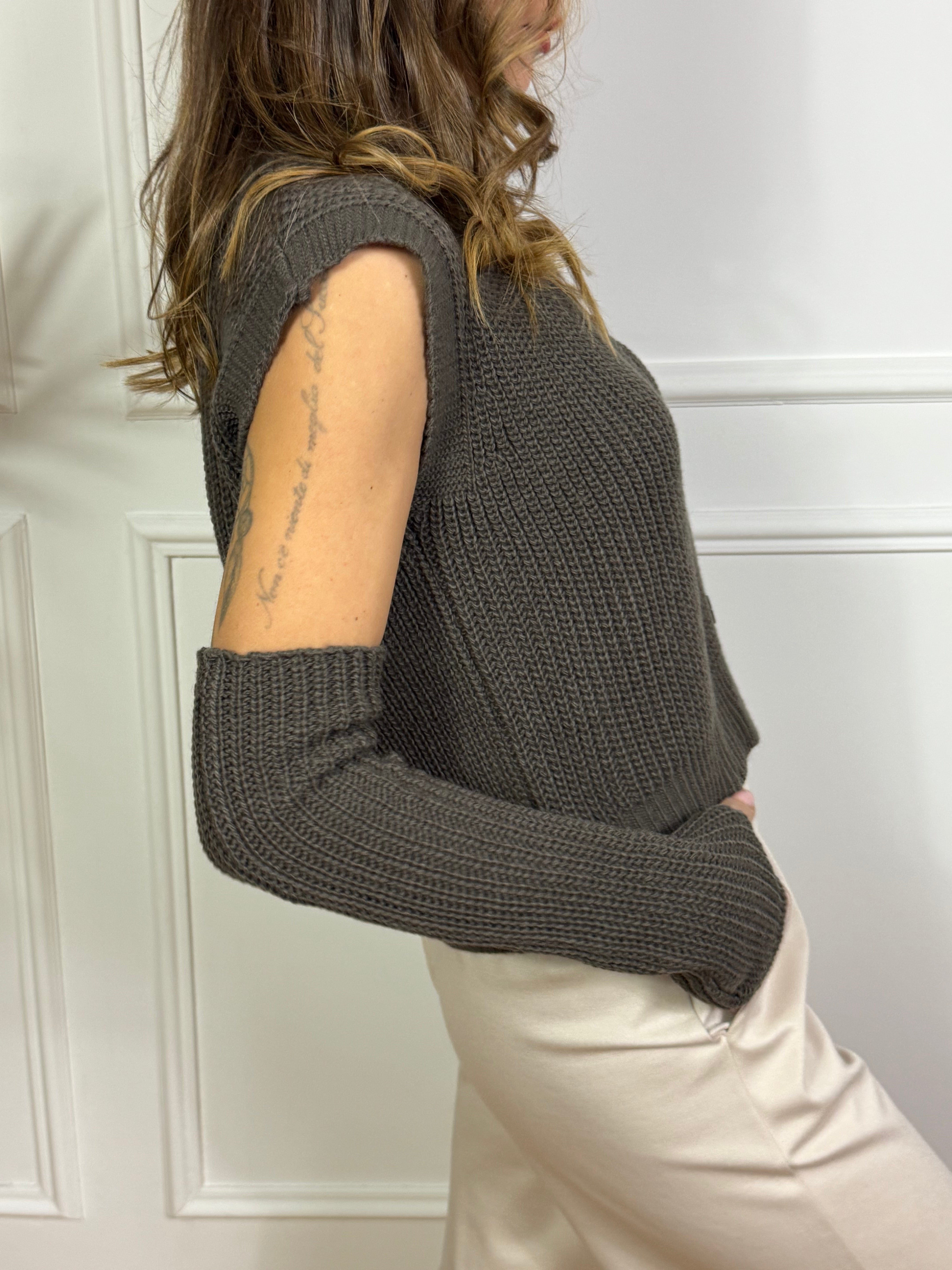Gilet in maglia SUSY MIX con bottoni e manicotti