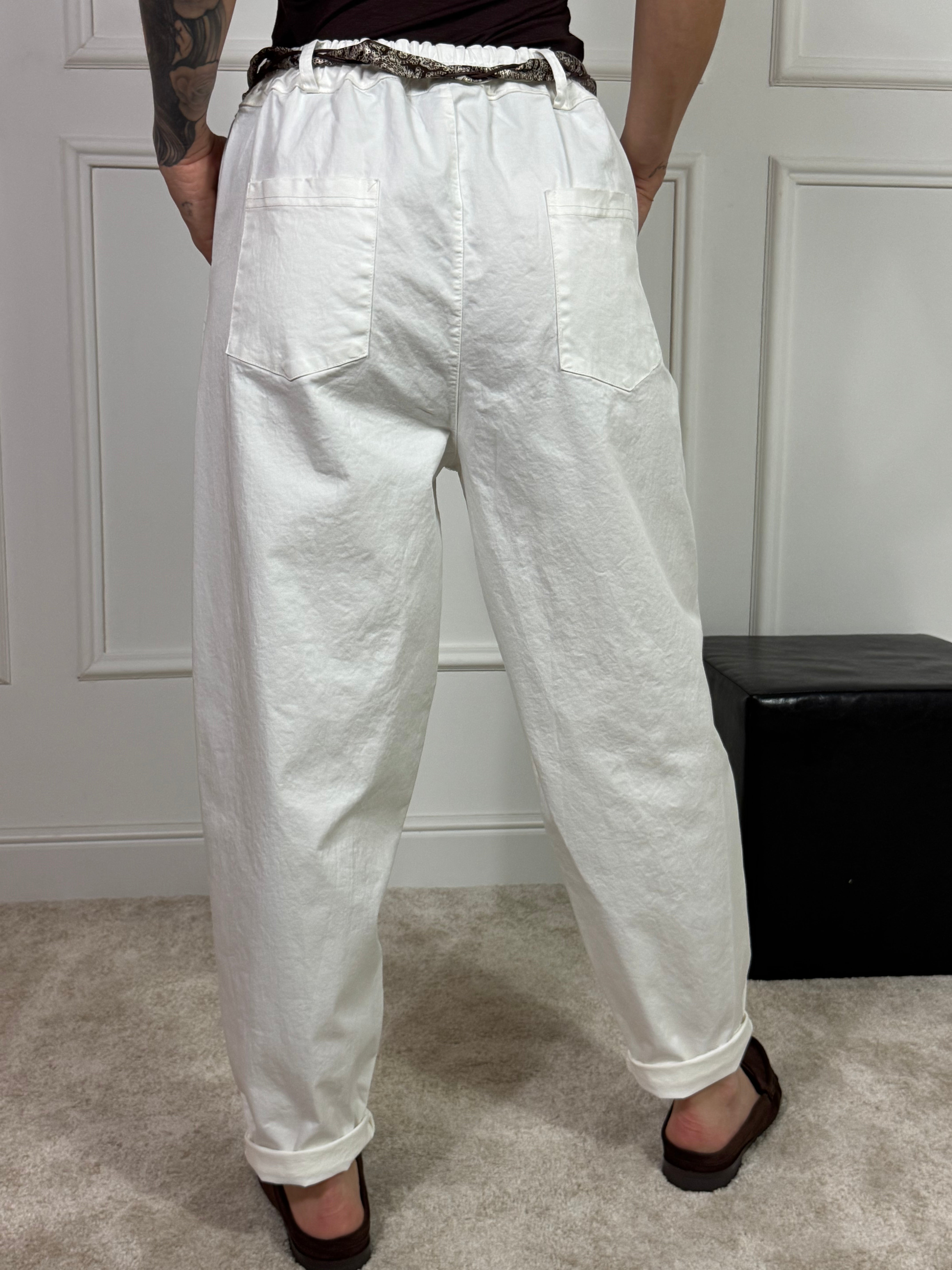 Pantalone in cotone a carota Victoria ILMH cintura bandana