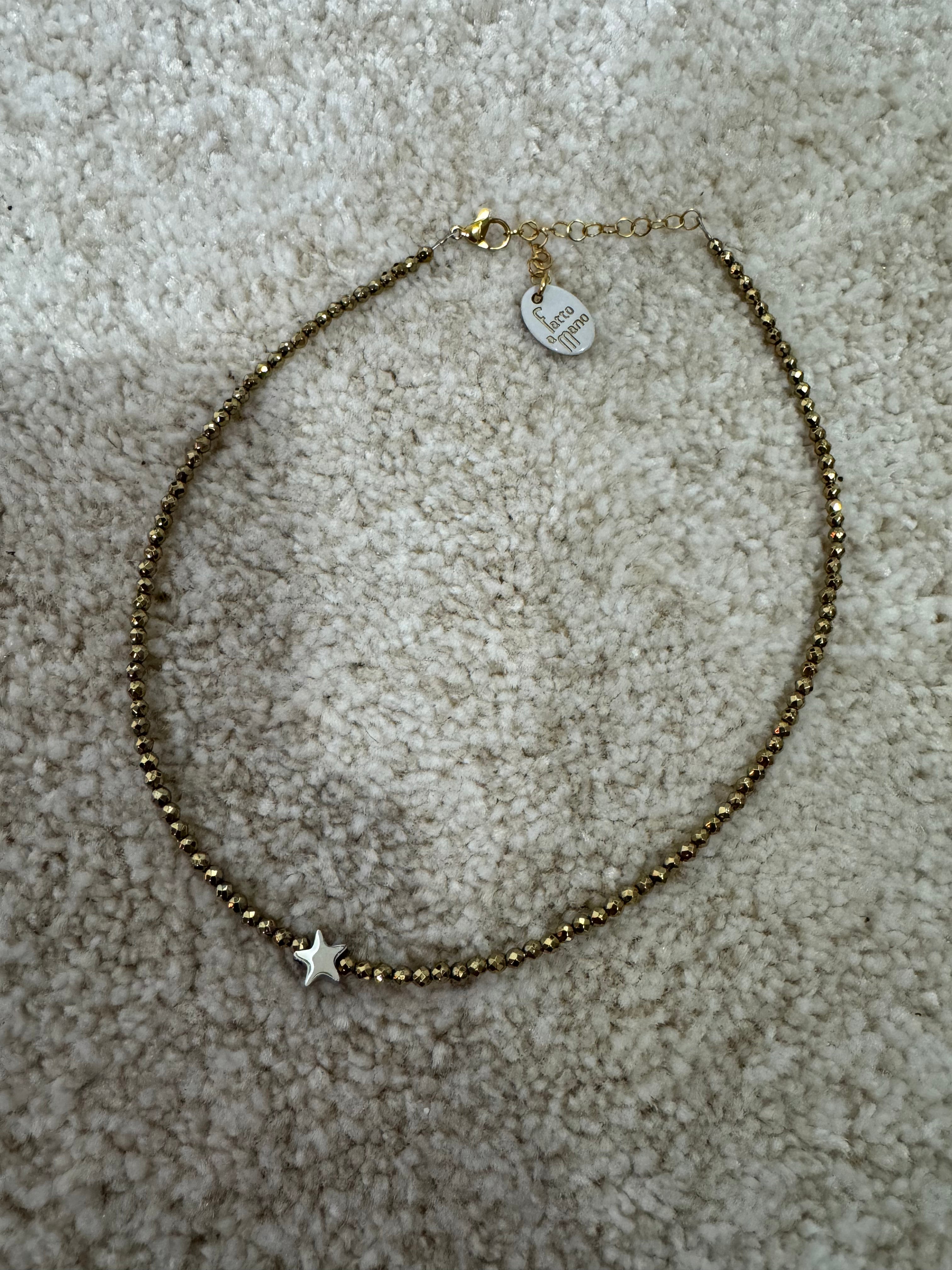 Collana girocollo ORO pepite Momi CIONDOLO STELLA ARGENTO