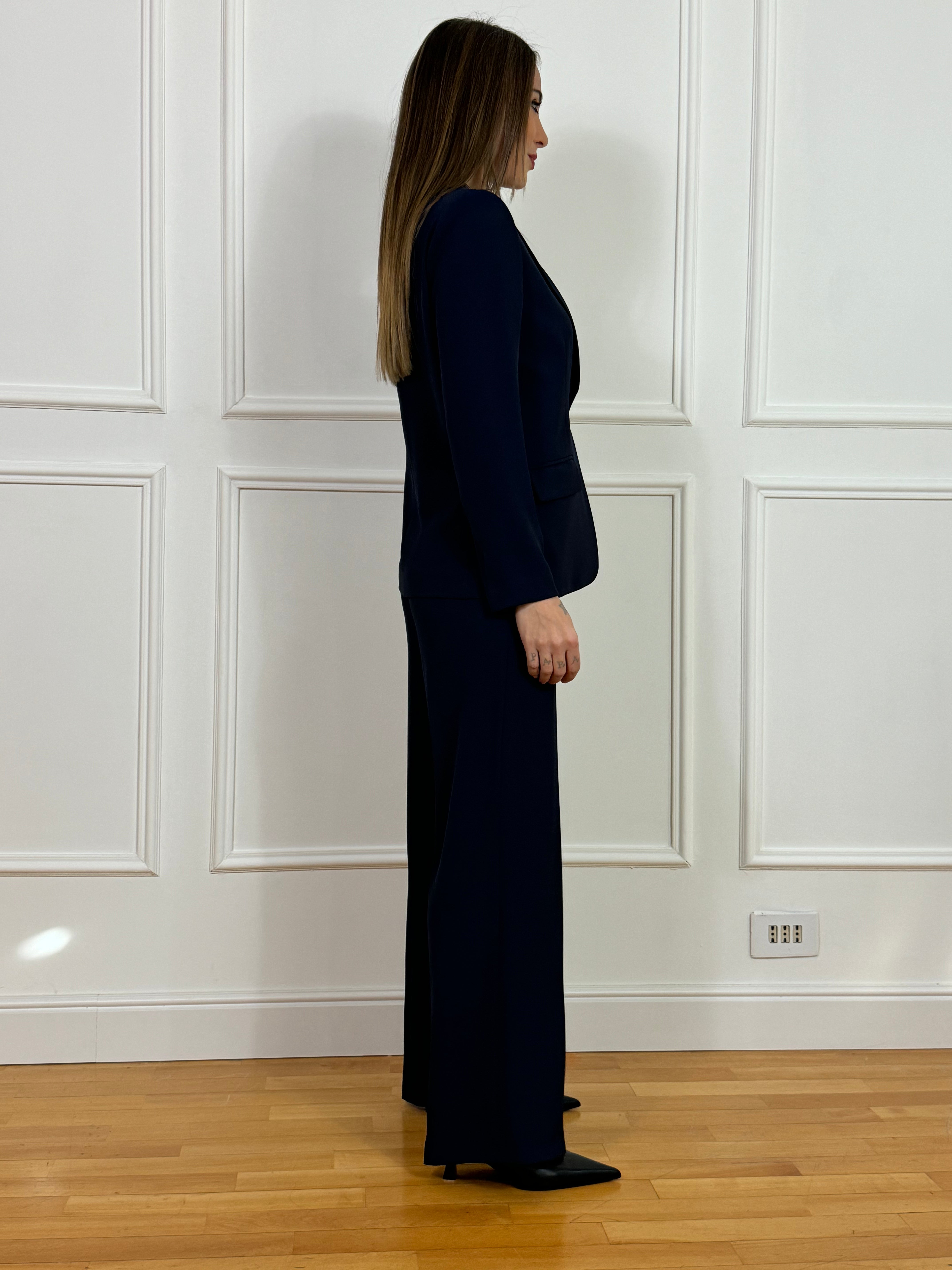 Completo tailleur Kontatto GIACCA MONOPETTO + PANTALONE A PALAZZO