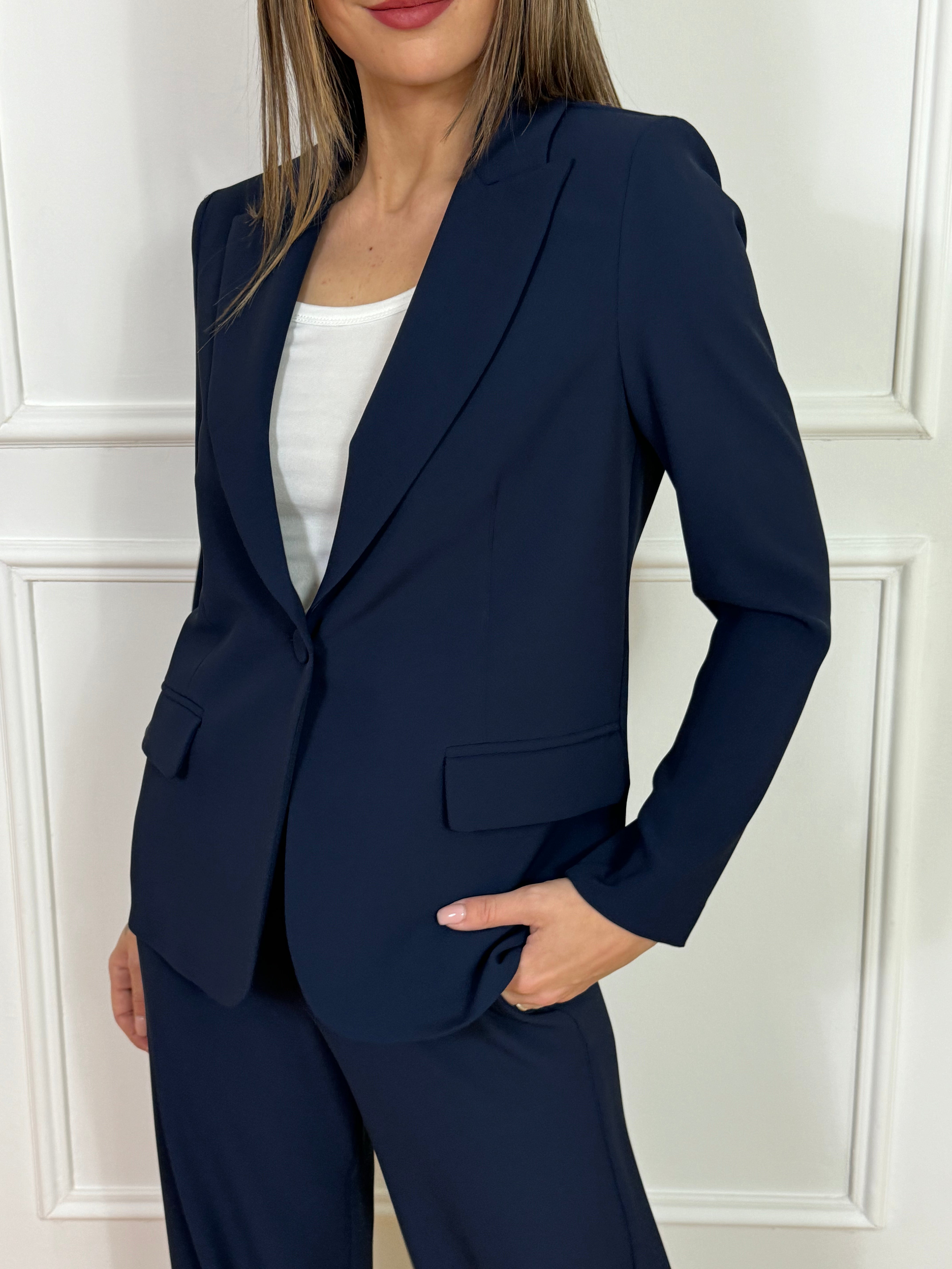Completo tailleur Kontatto GIACCA MONOPETTO + PANTALONE A PALAZZO