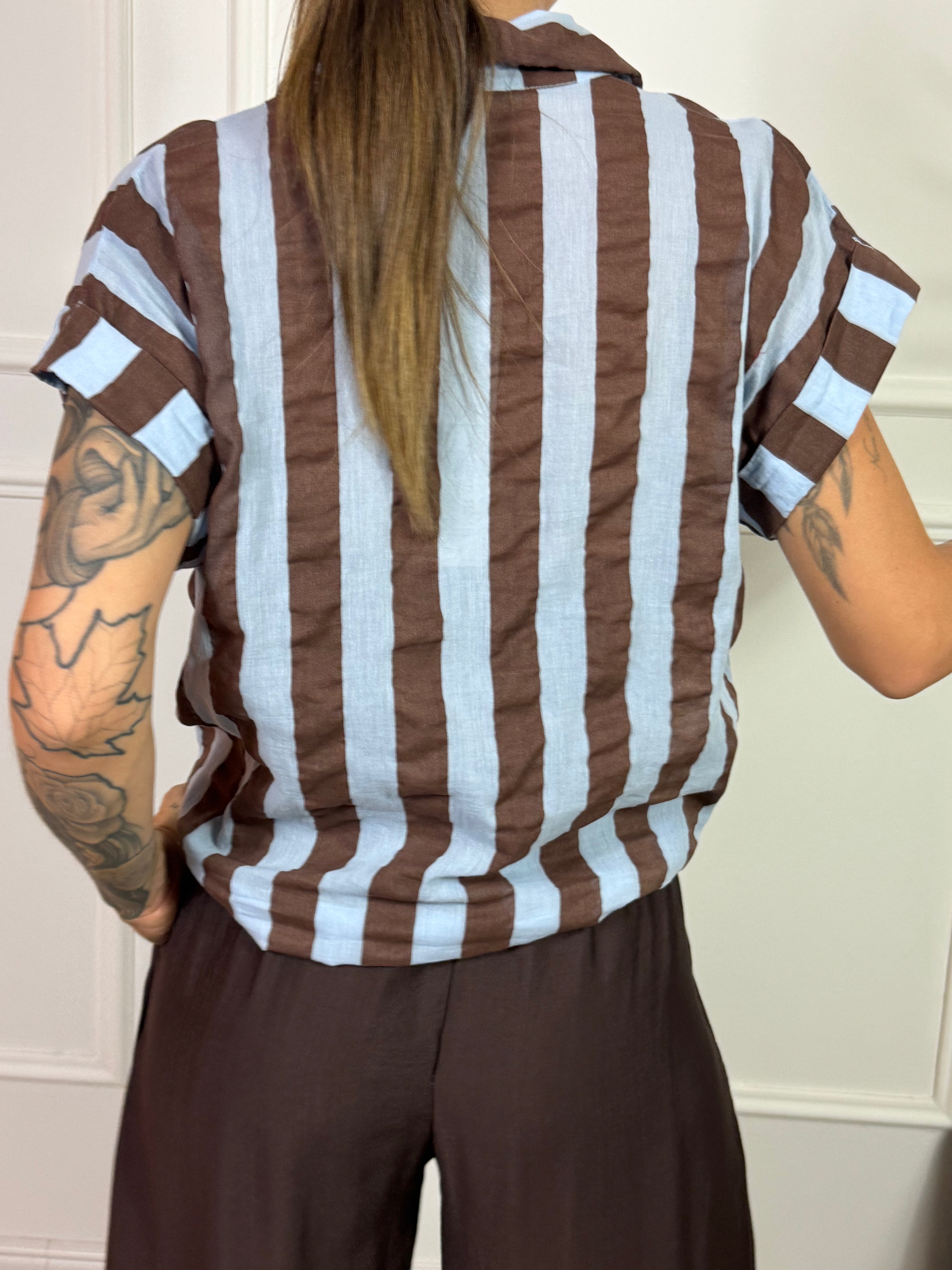 Camicia MANICA CORTA in mussola Victoria ILMH RIGHE E TASCHINI