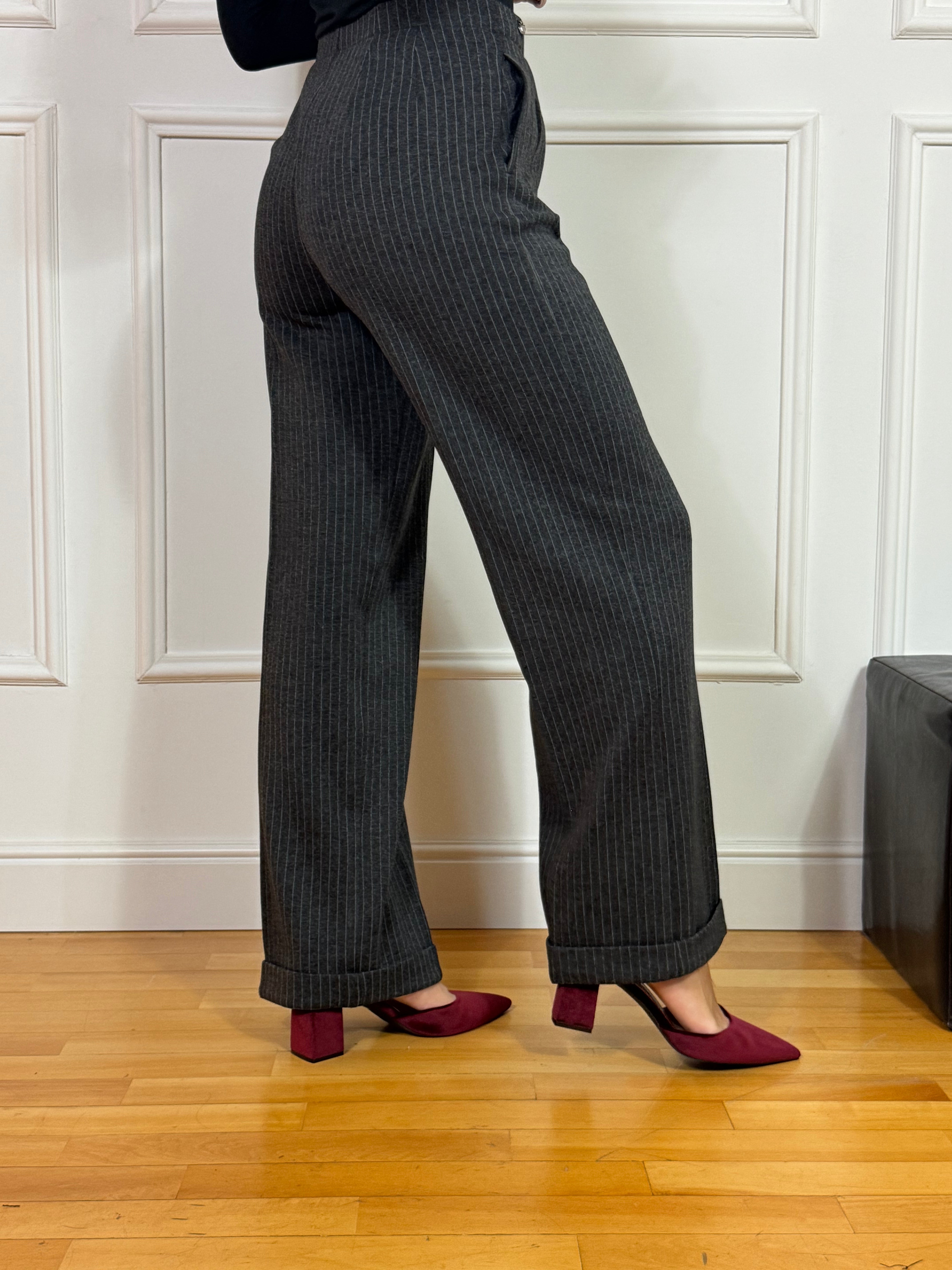 Pantalone WIDE WITH POCKETS Ragno FANTASIA GESSATA - GAMBA DRITTA