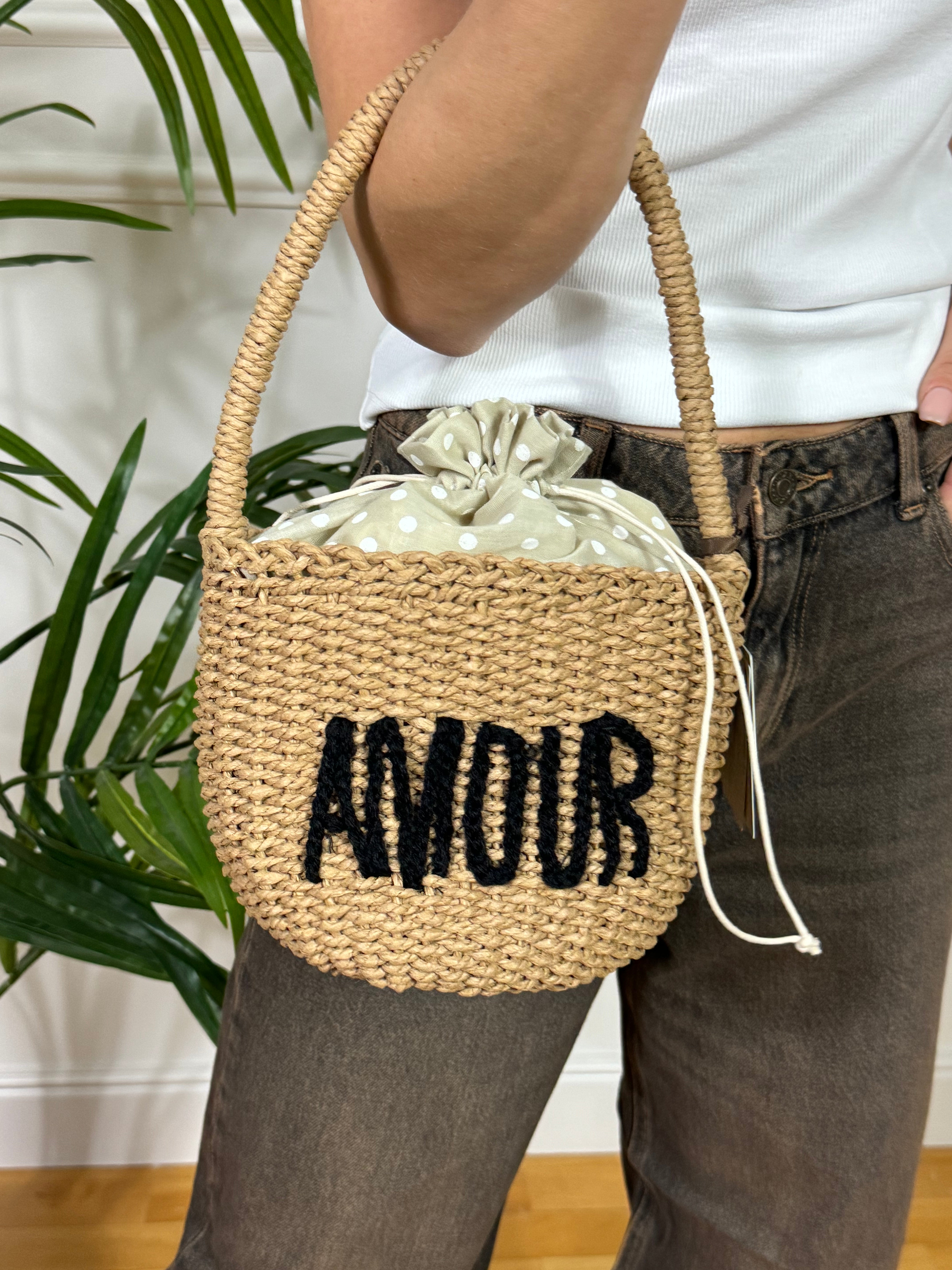 Borsa Manila Grace RAFFIA - CESTINO AMOUR
