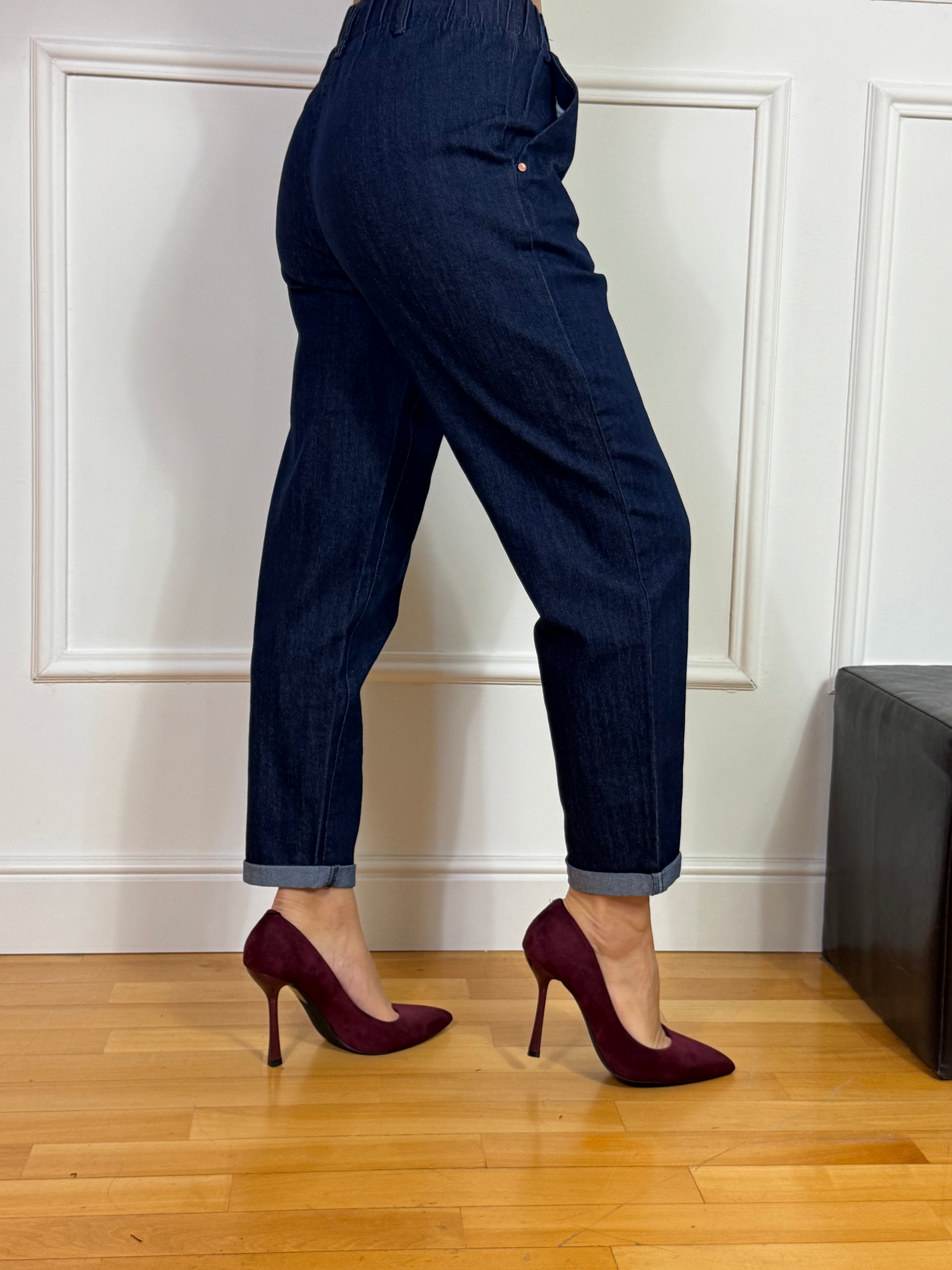 Jeans chambray Ragno - CARROT with POCKETS - Colore PERSIA