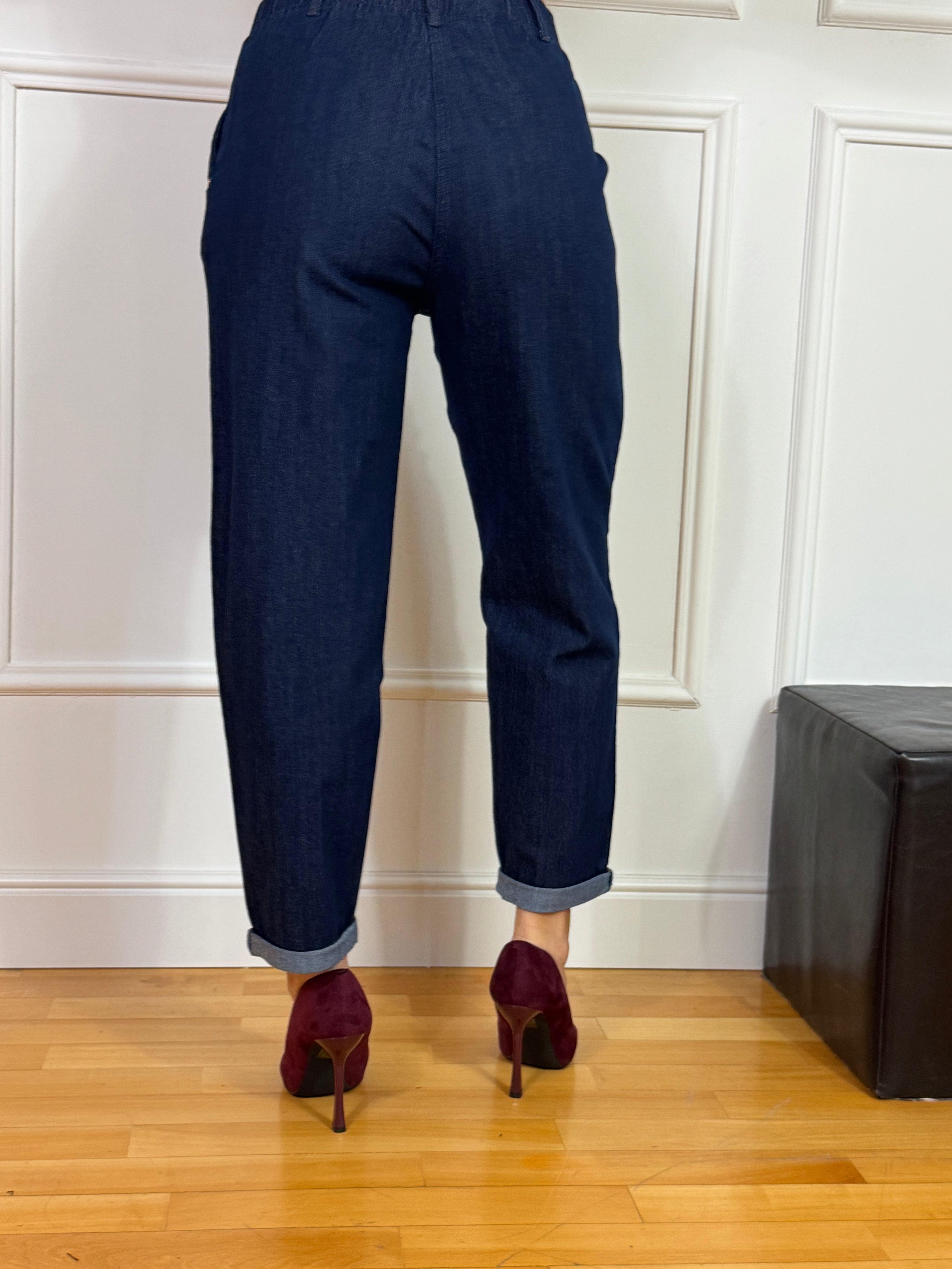 Jeans chambray Ragno - CARROT with POCKETS - Colore PERSIA